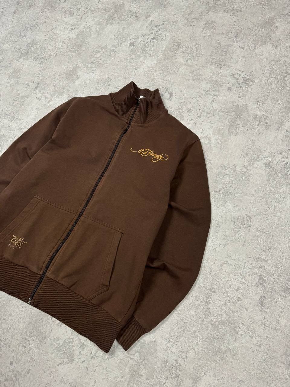 Ed Hardy Vintage Y2K Bedazzled Ed Hardy Brown Zip Up Sweatshirt Size M / US 6-8 / IT 42-44 - 3 Thumbnail