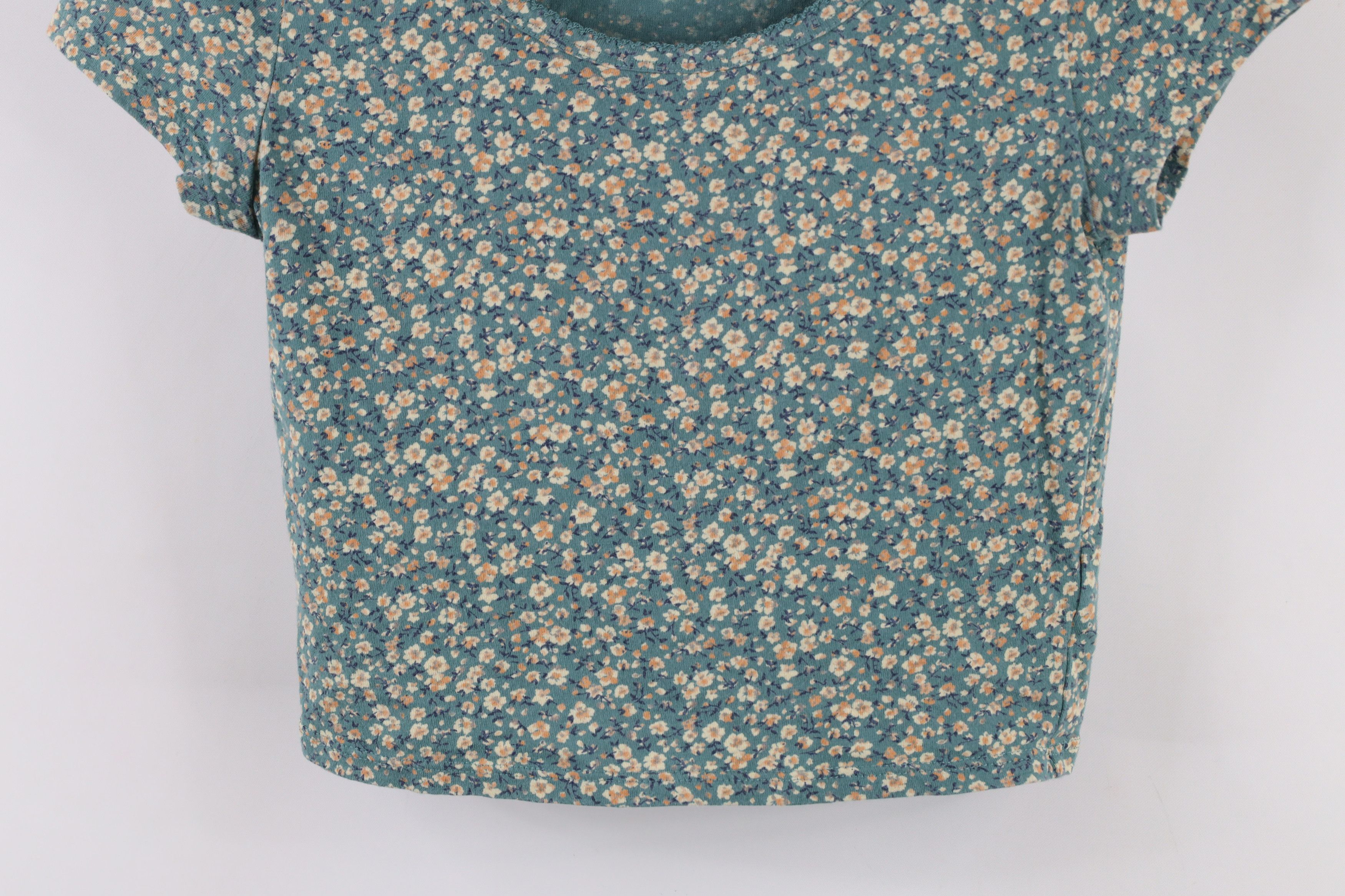 American Eagle Outfitters × Vintage Vintage Y2K American Eagle Ribbed Flower Cropped T-Shirt Size XS / US 0-2 / IT 36-38 - 3 Thumbnail