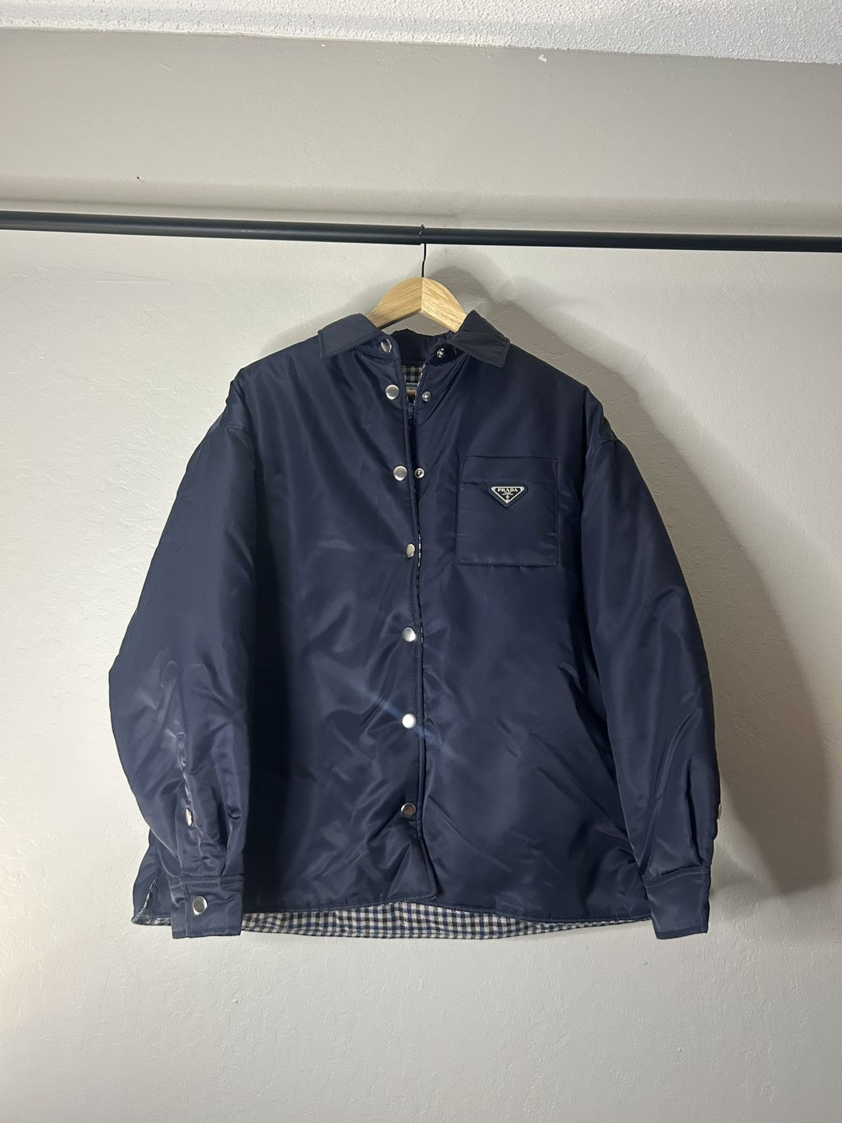 Prada Prada Navy Flanel Lined Button Up Jacket Size US M / EU 48-50 / 2 - 1 Thumbnail