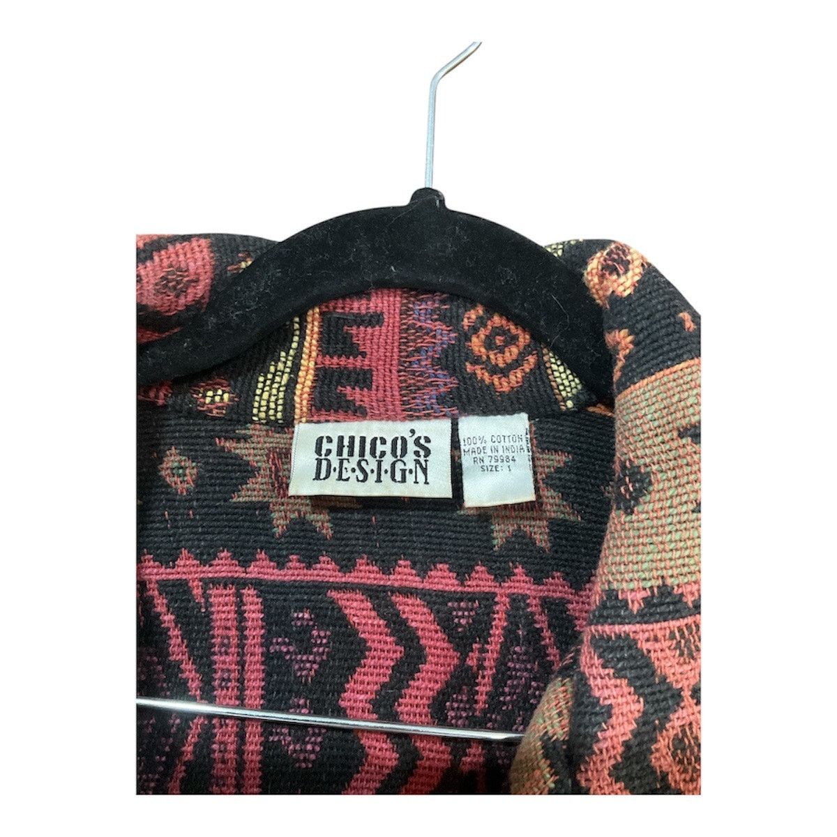 Chicos Chicos Jacket Women 1 Aztec 100% Cotton Size M / US 6-8 / IT 42-44 - 3 Thumbnail
