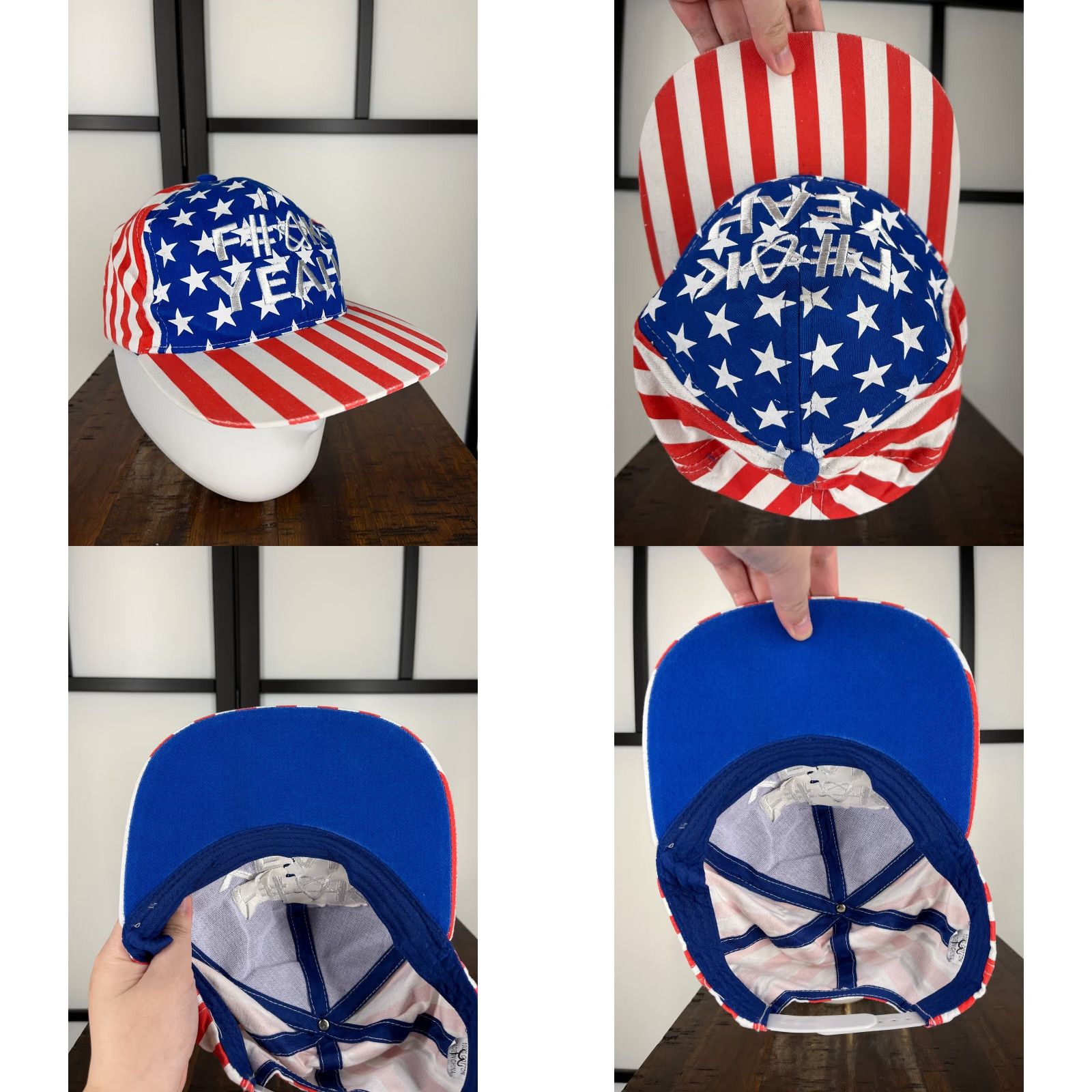 Vintage Nike Hat Cap Snap Back Adult One Size Blue USA Flag 4th July New Years Americana Beach USA Mens Size ONE SIZE - 8 Thumbnail