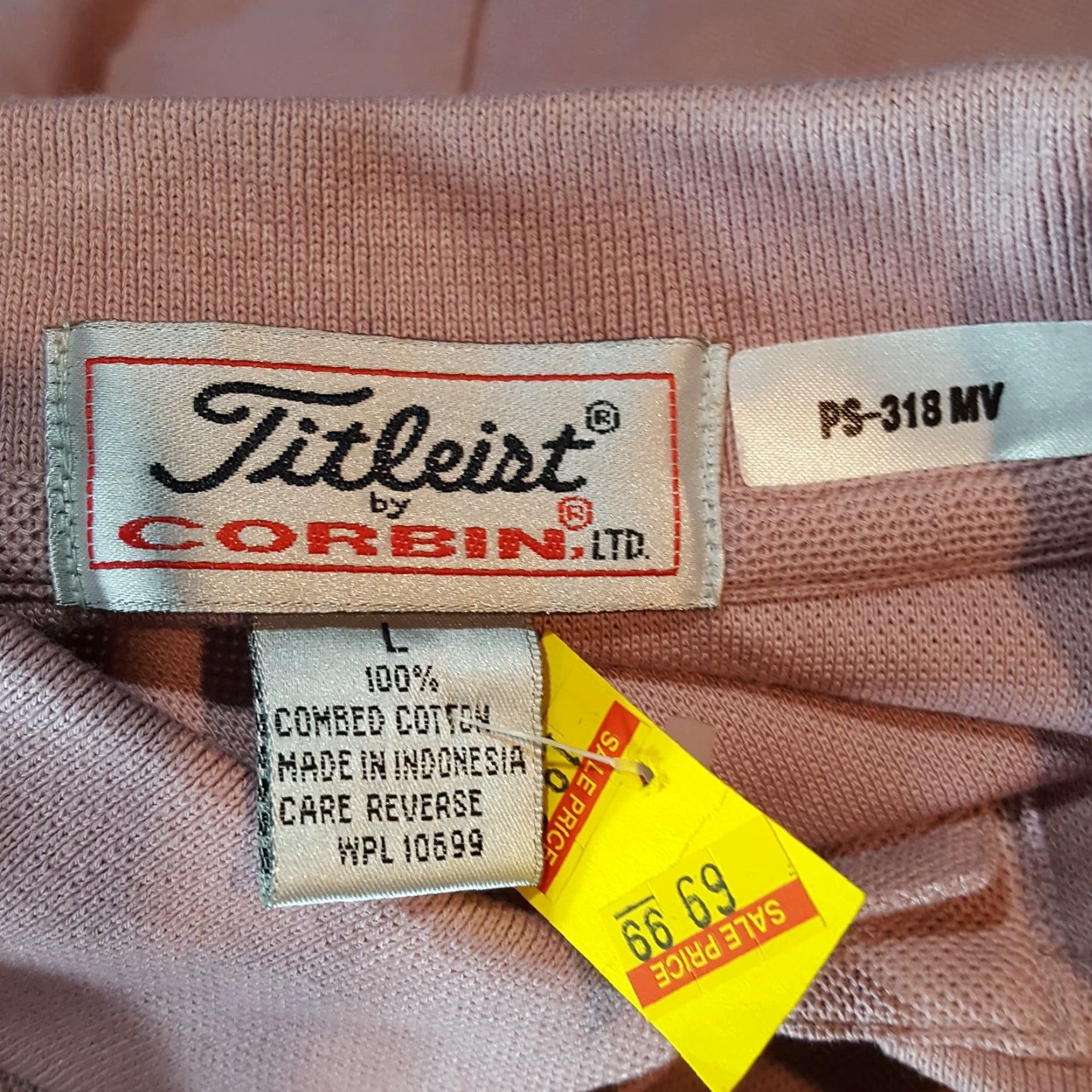 Titleist VINTAGE Titleist Golf Men's Large Pink Collared Short Sleeve Polo Shirt Button Shirt Pullover Size US L / EU 52-54 / 3 - 5 Thumbnail