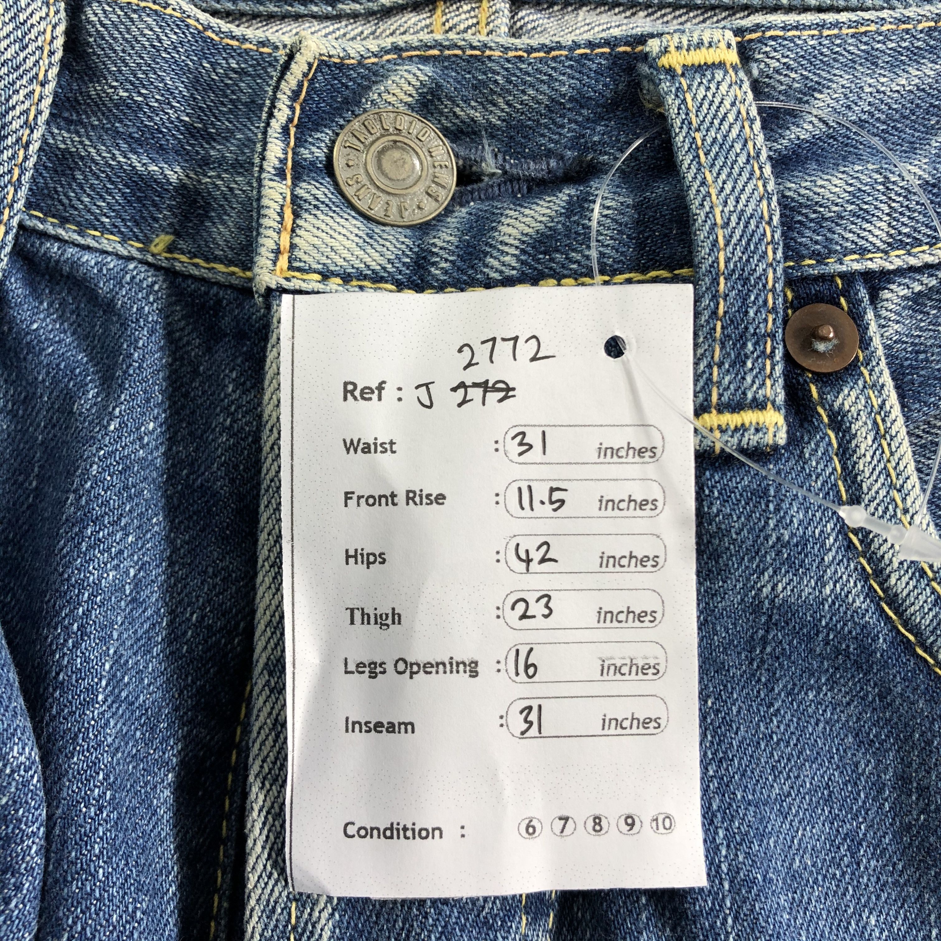 Japanese Brand Tabloid News Jeans Medium Wash Denim -J2772 Size US 31 - 10 Thumbnail