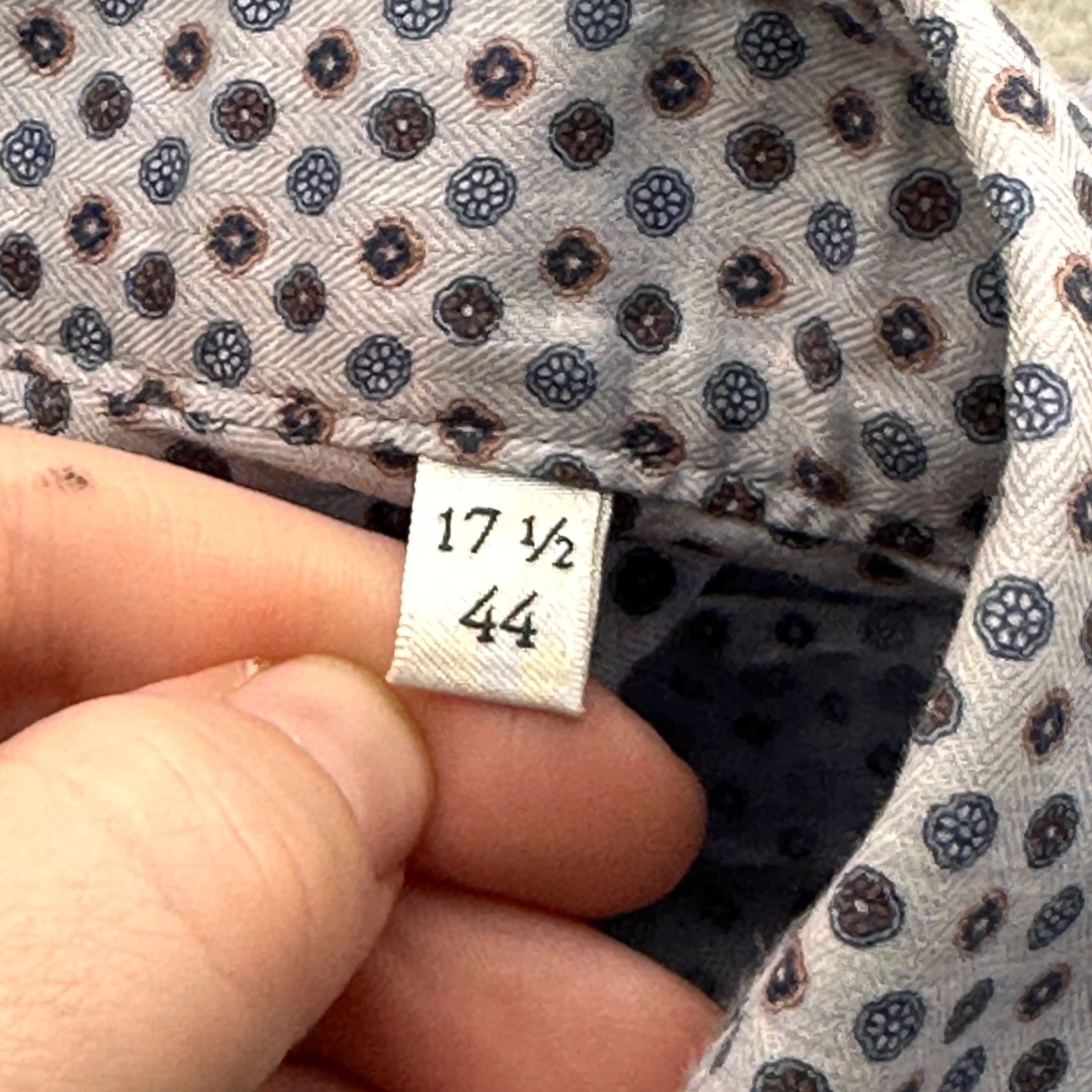 Vintage Stenströms Fitted Body Cotton Long Sleeve Button Up Dress Shirt Mens XL 17.5 44 Gray Floral Shirts Mens XL Size 46R - 3 Thumbnail