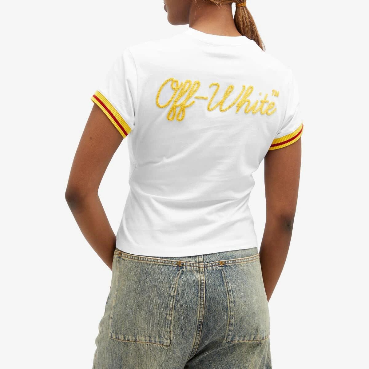 Off-White o1y1225 Logo Crewneck T-Shirt in White Size M / US 6-8 / IT 42-44 - 4 Thumbnail