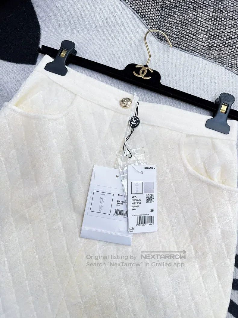 Chanel Chanel 20k equestrian series beige diamond plaid velvet sk Size 24" / US 00 / IT 34 - 2 Thumbnail