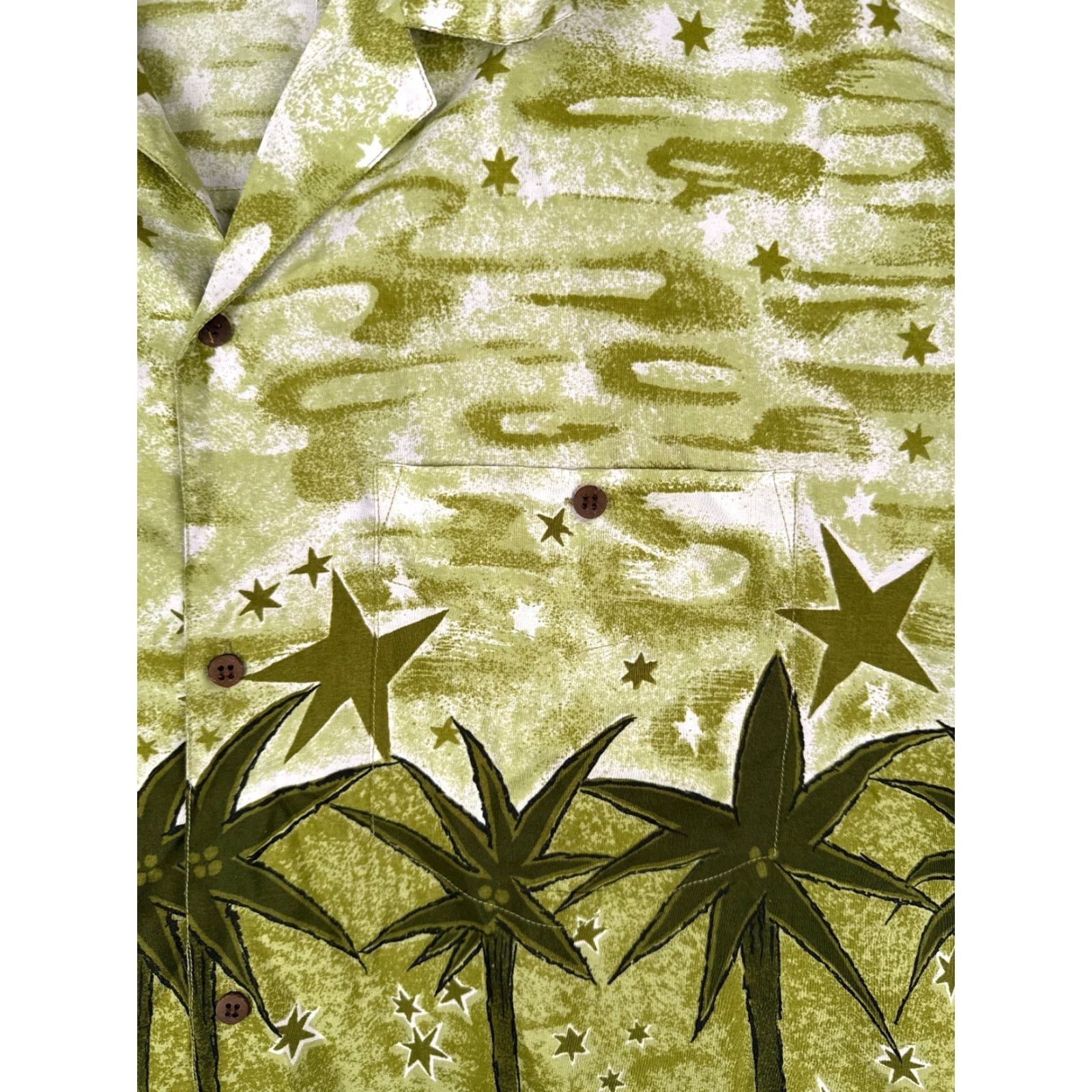 Vintage Ferrous Shirt Men XL Green Floral Palm Star Cotton Hawaiian Button-Up Size US XL / EU 56 / 4 - 6 Thumbnail