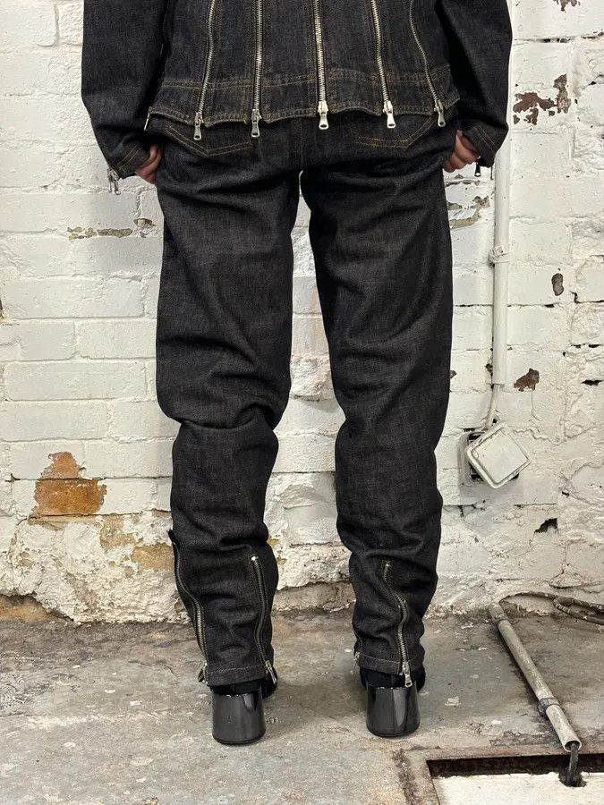 Dolce & Gabbana AW2003 Dolce & Gabbana Black Denim Multi-Zip Jacket and Jeans Set Size M / US 6-8 / IT 42-44 - 8 Thumbnail