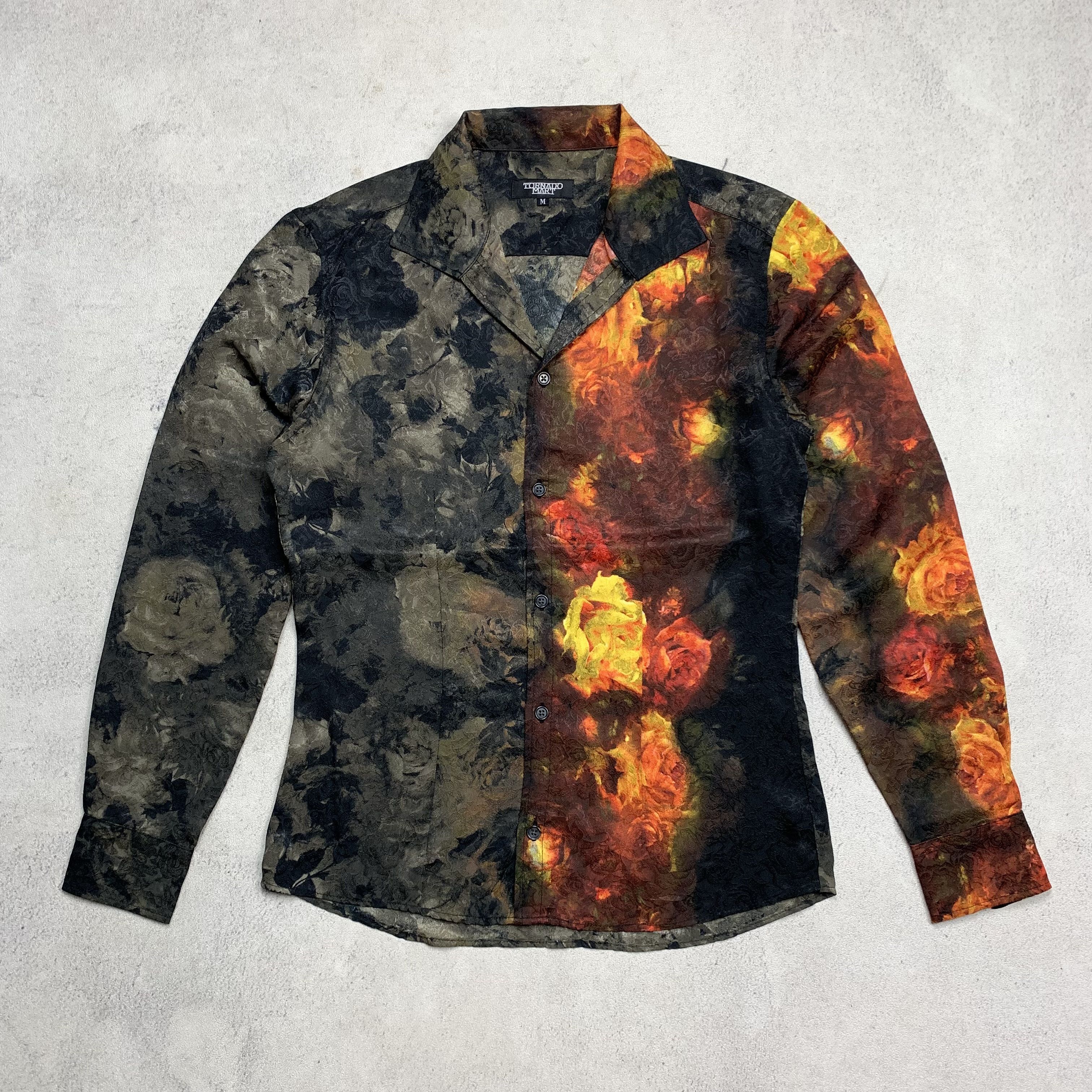 Tornado Mart Tornado Mart Flames & Roses Print Button-Up Shirt Size US M / EU 48-50 / 2 - 1 Thumbnail