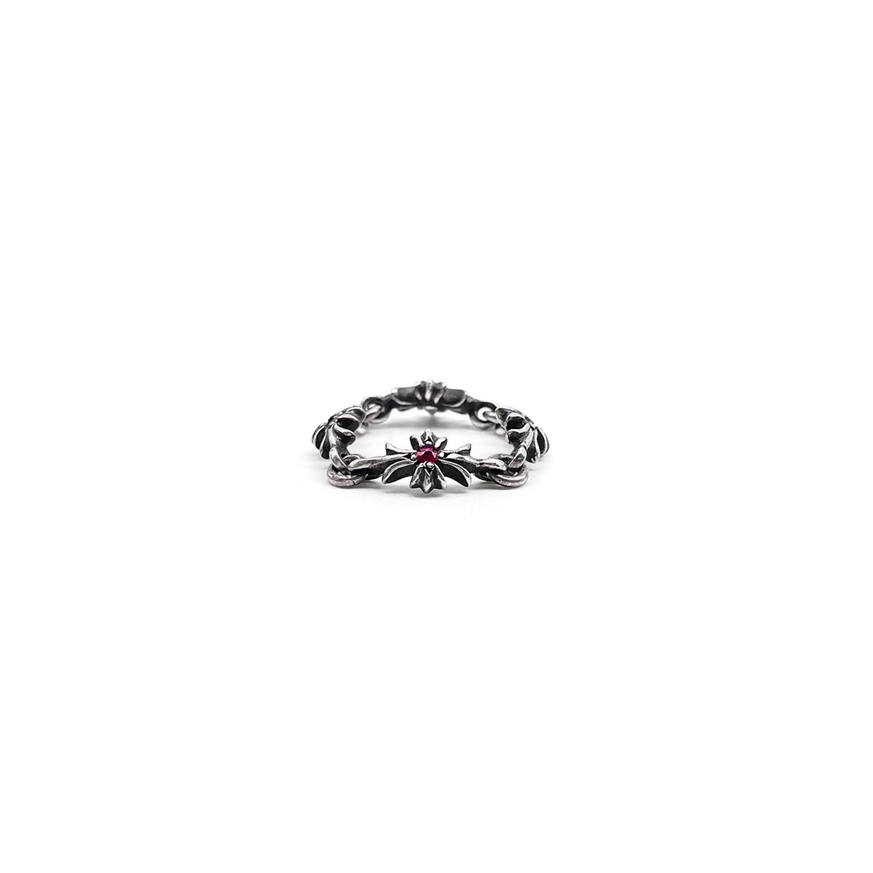 Chrome Hearts Chrome Hearts Ruby Silver Tiny E Cross Ring | Grailed