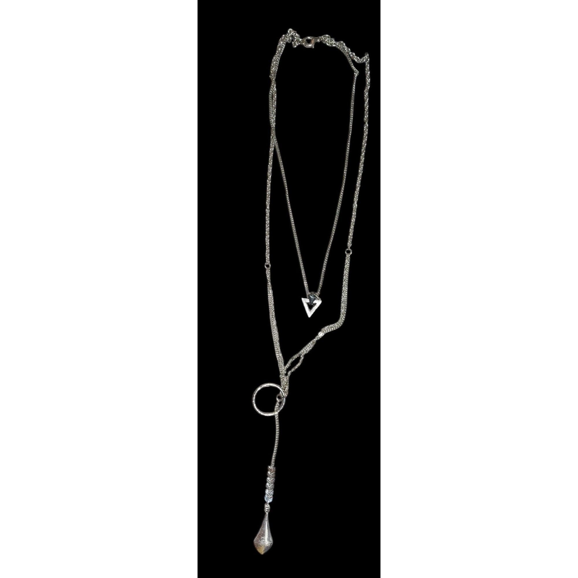 Other Multilayer Geometric Silver Tone Charm Necklace Size ONE SIZE - 3 Thumbnail
