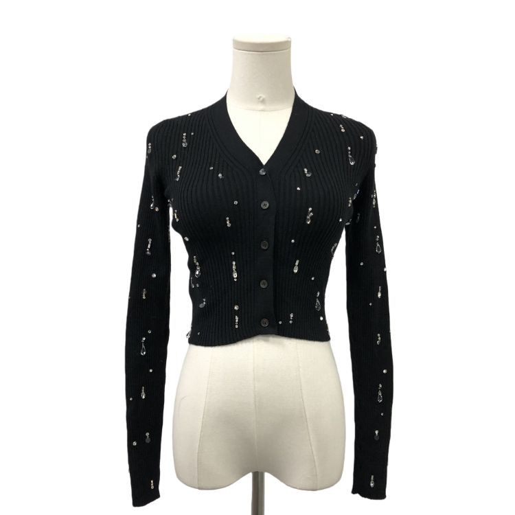 Miu Miu Miu Miu Crystal Embellished Ribbed Cardigan Size 38 Size XS / US 0-2 / IT 36-38 - 1 Thumbnail