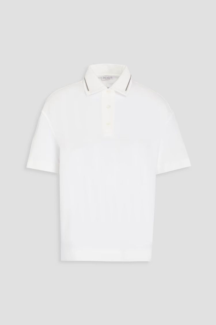Brunello Cucinelli o1y0825 Polo Shirt in White Size L / US 10 / IT 46 - 1 Thumbnail