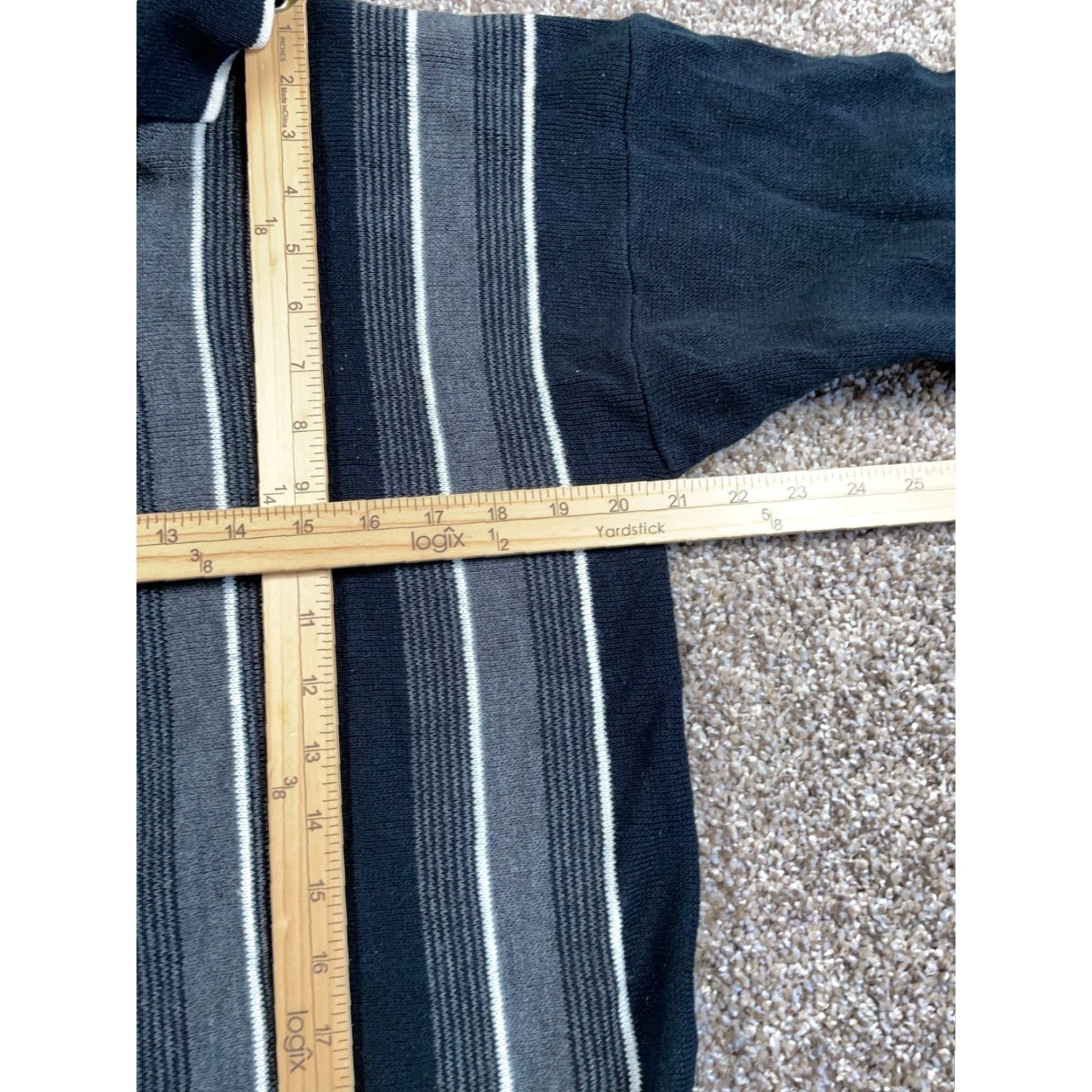 Vintage VINTAGE County Seat 1/4 Zip Sweater Adult Medium Black Striped Lightweight Knit 90s Hipster Mens Size US M / EU 48-50 / 2 - 6 Thumbnail