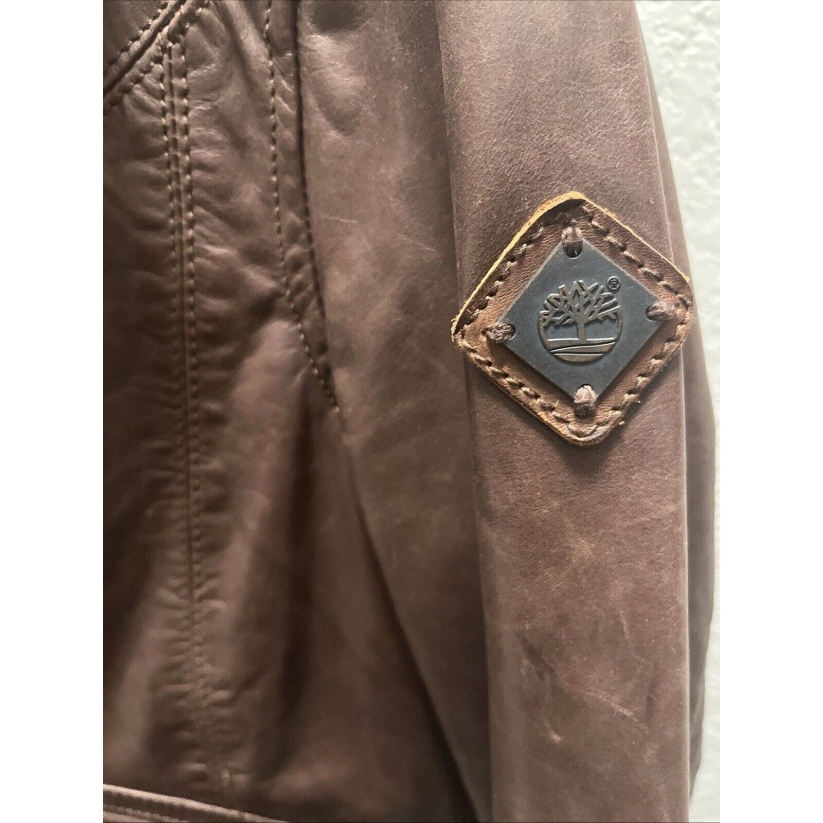 Timberland Timberland Men’s Small Leather Bomber Jacket Brown Ribbed Size US S / EU 44-46 / 1 - 5 Thumbnail