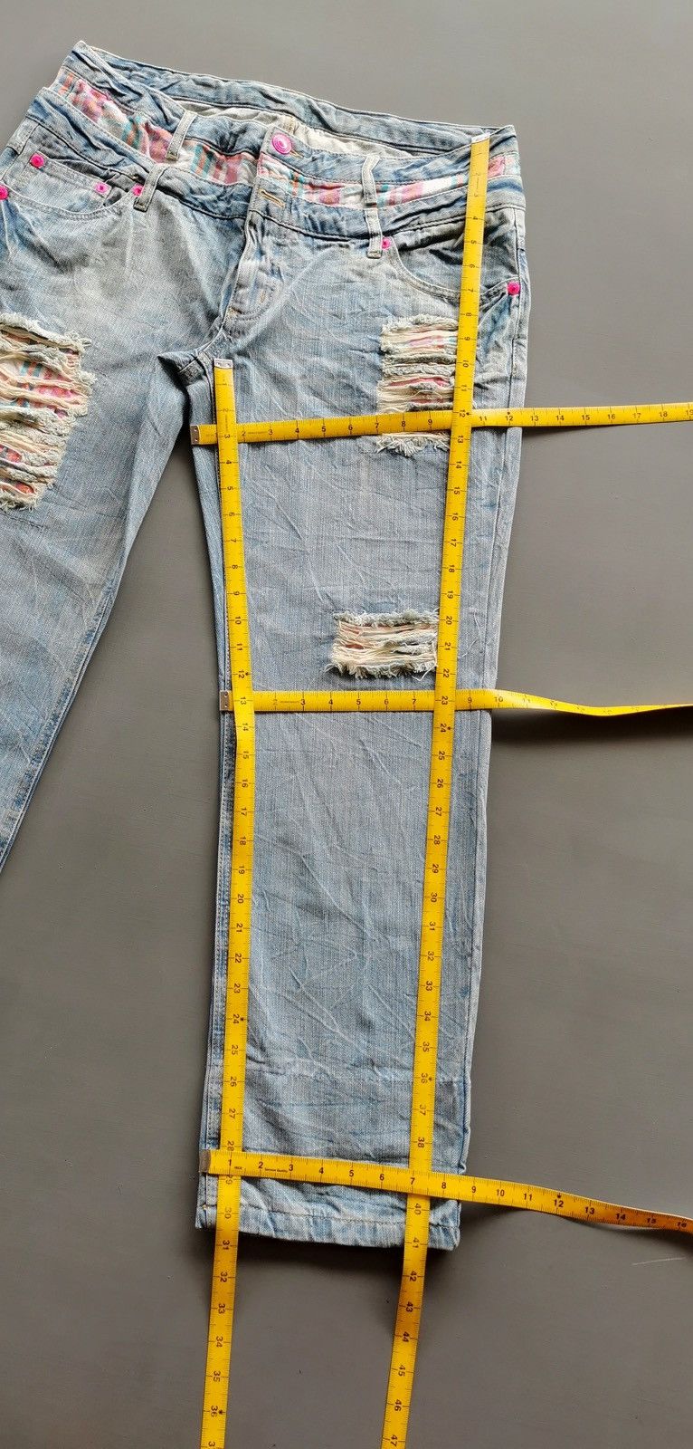 Japanese Brand Unbrand Double Waist Distressed Patches Jeans Size US 36 / EU 52 - 9 Thumbnail