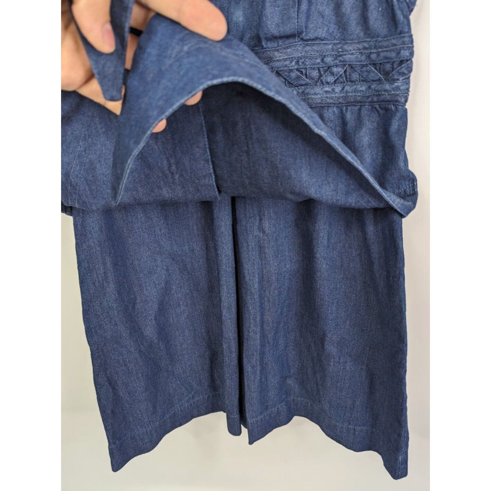 Free People Free People Mini Dress New Romantics Highland Lattice Denim Wash Blue Size 0 Sleeveless Round Neck Button Front Casual Short Dress Womens Size XS / US 0-2 / IT 36-38 - 3 Thumbnail