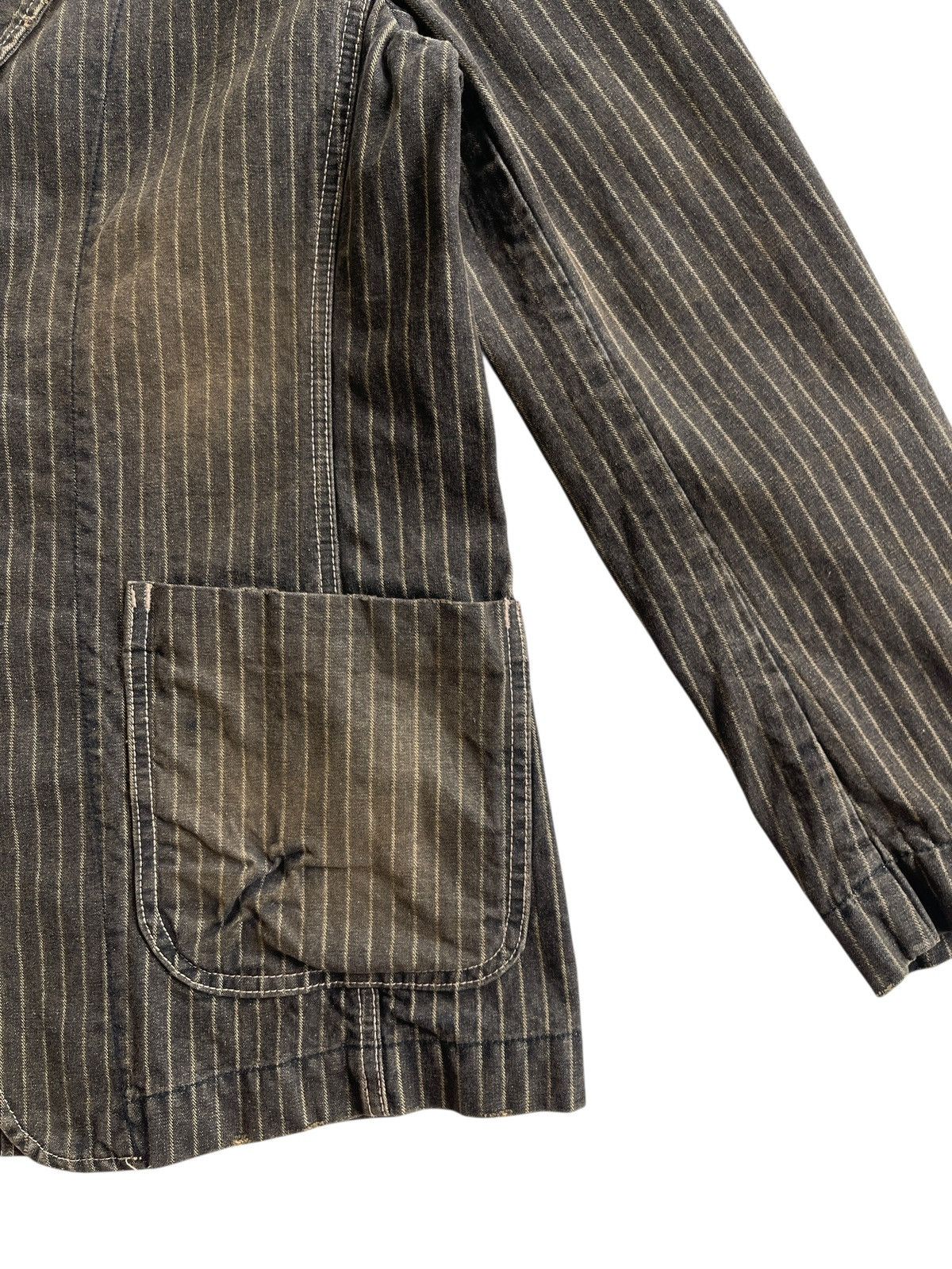 Japanese Brand PTTP Stripe Denim Chore Jacket Size US M / EU 48-50 / 2 - 12 Thumbnail
