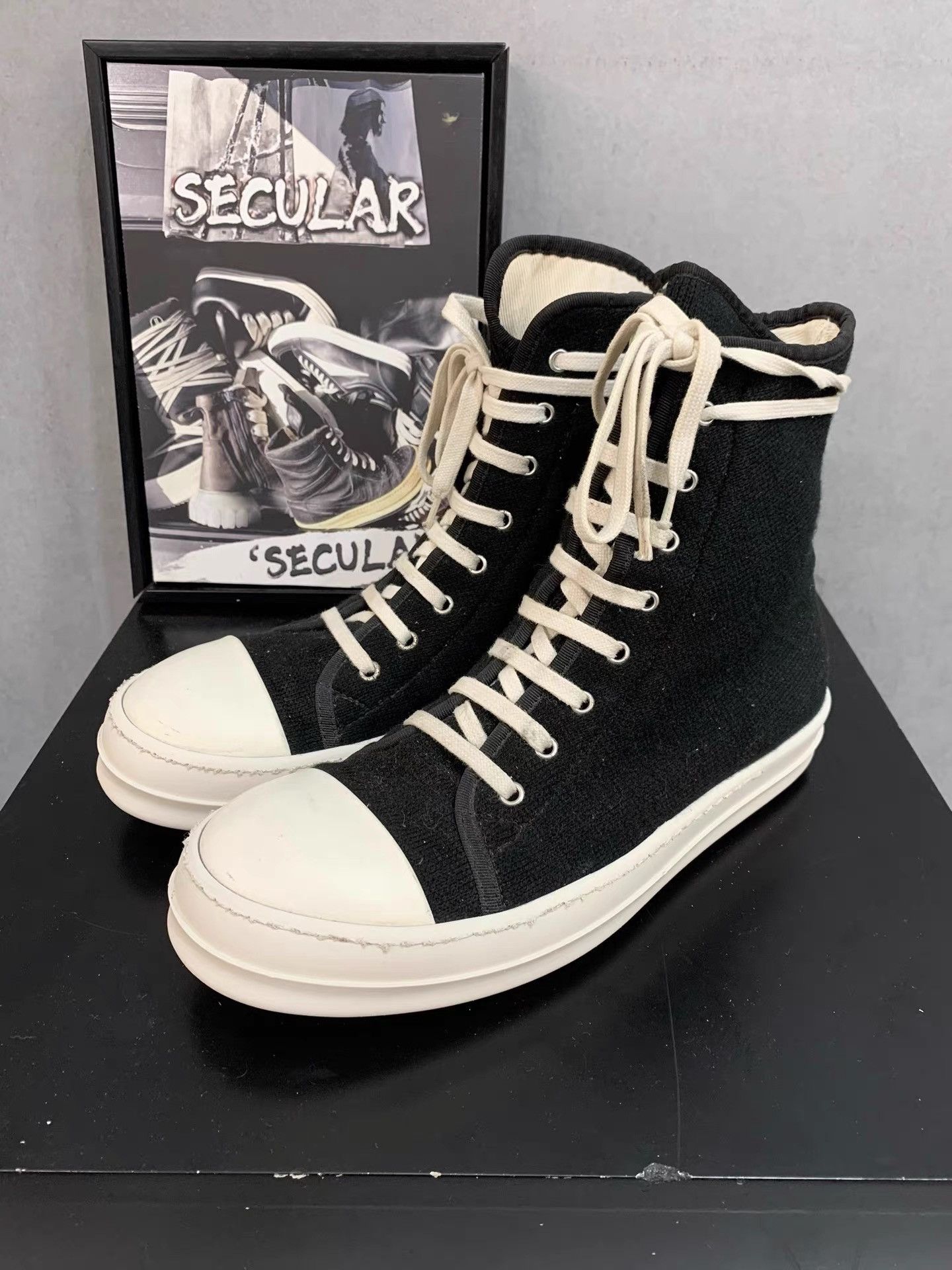 Rick Owens Rick Owens DRKSHDW Lambskin High-Top Sneakers K34 Size US 8.5 / EU 41-42 - 4 Thumbnail