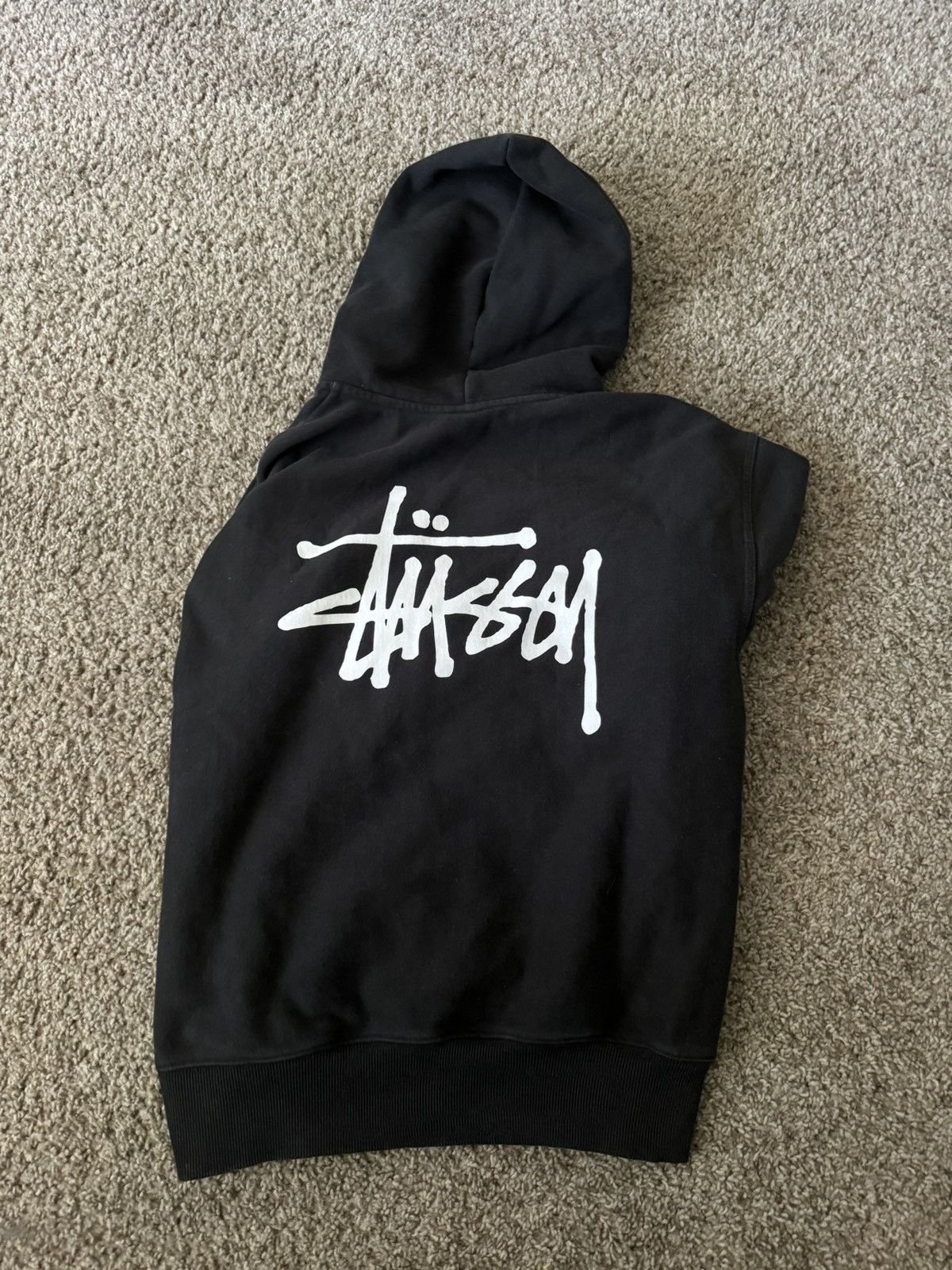 Streetwear Stussy Vintage BASIC STUSSY ZIP HOODIE Black Grailed