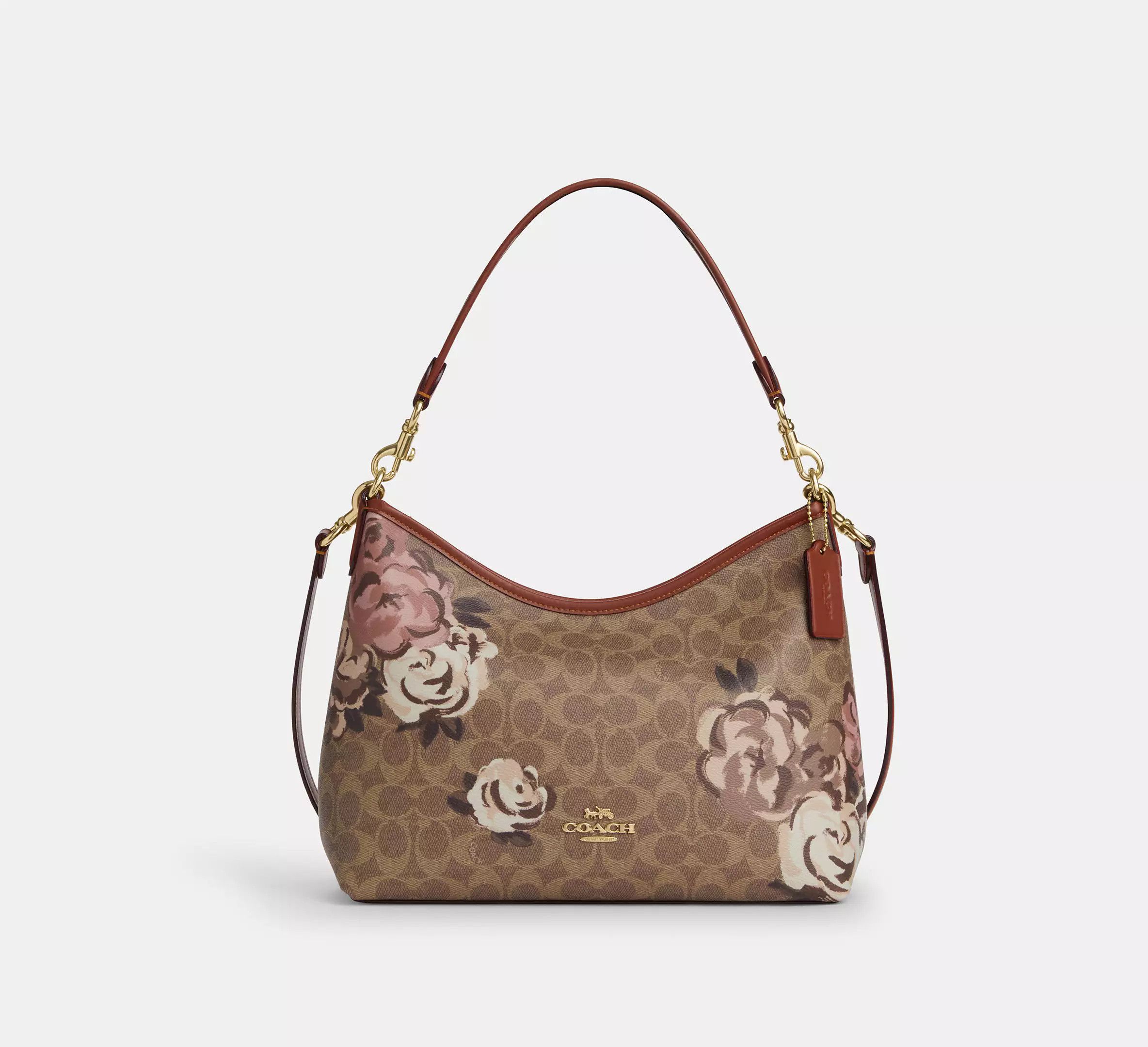 Coach Laurel Shoulder Bag In Signature Canvas With Rose CY729 Size ONE SIZE - 6 Thumbnail