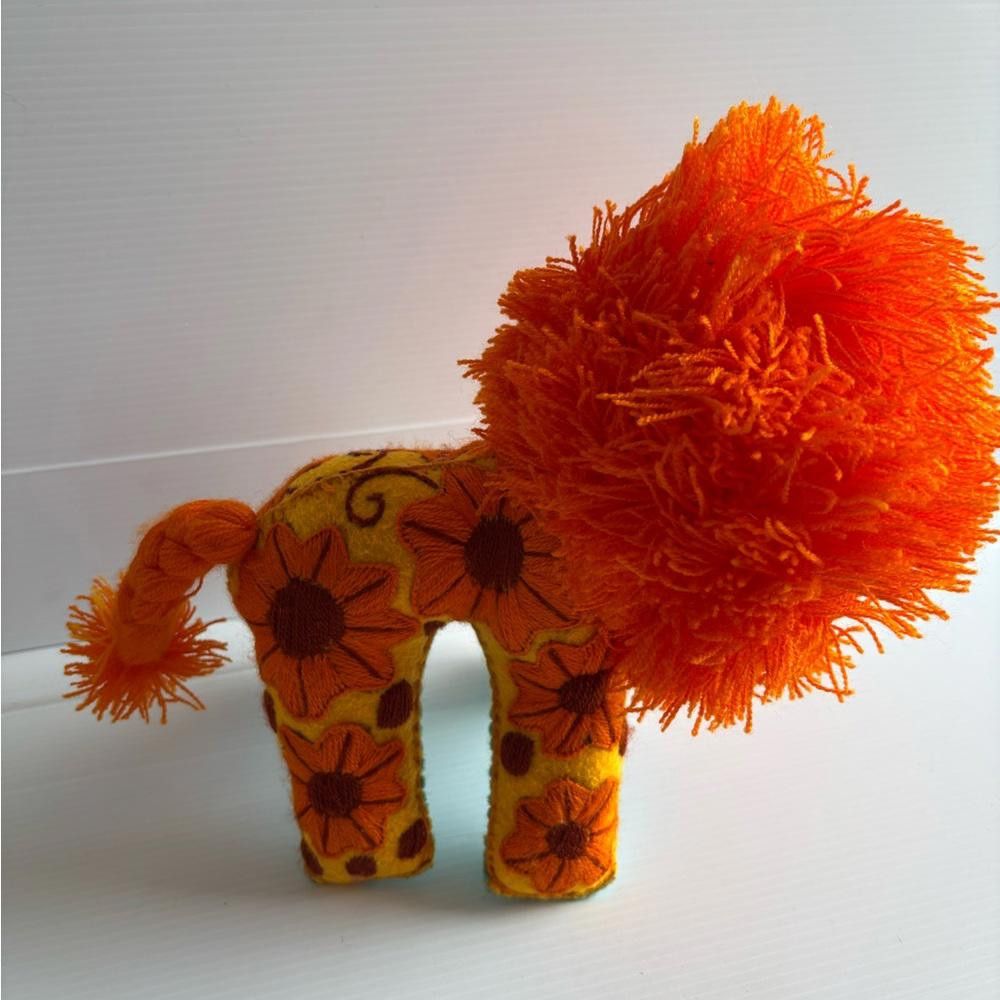 Designer Lion Embroidered Stuffed Animal, Mexican Size ONE SIZE - 1 Thumbnail