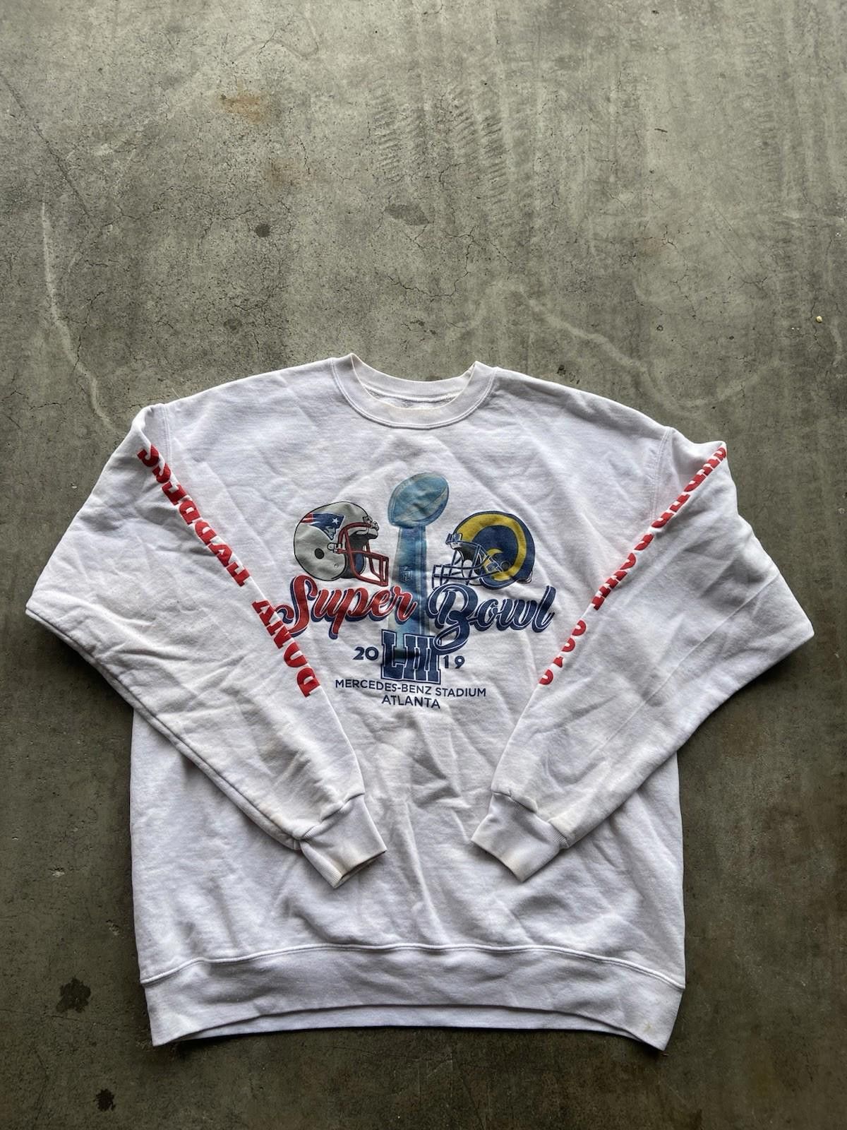 Hanes Super Bowl LIII Mens White Medium Sweater Hoodie 2019 Stains Size ONE SIZE - 1 Thumbnail