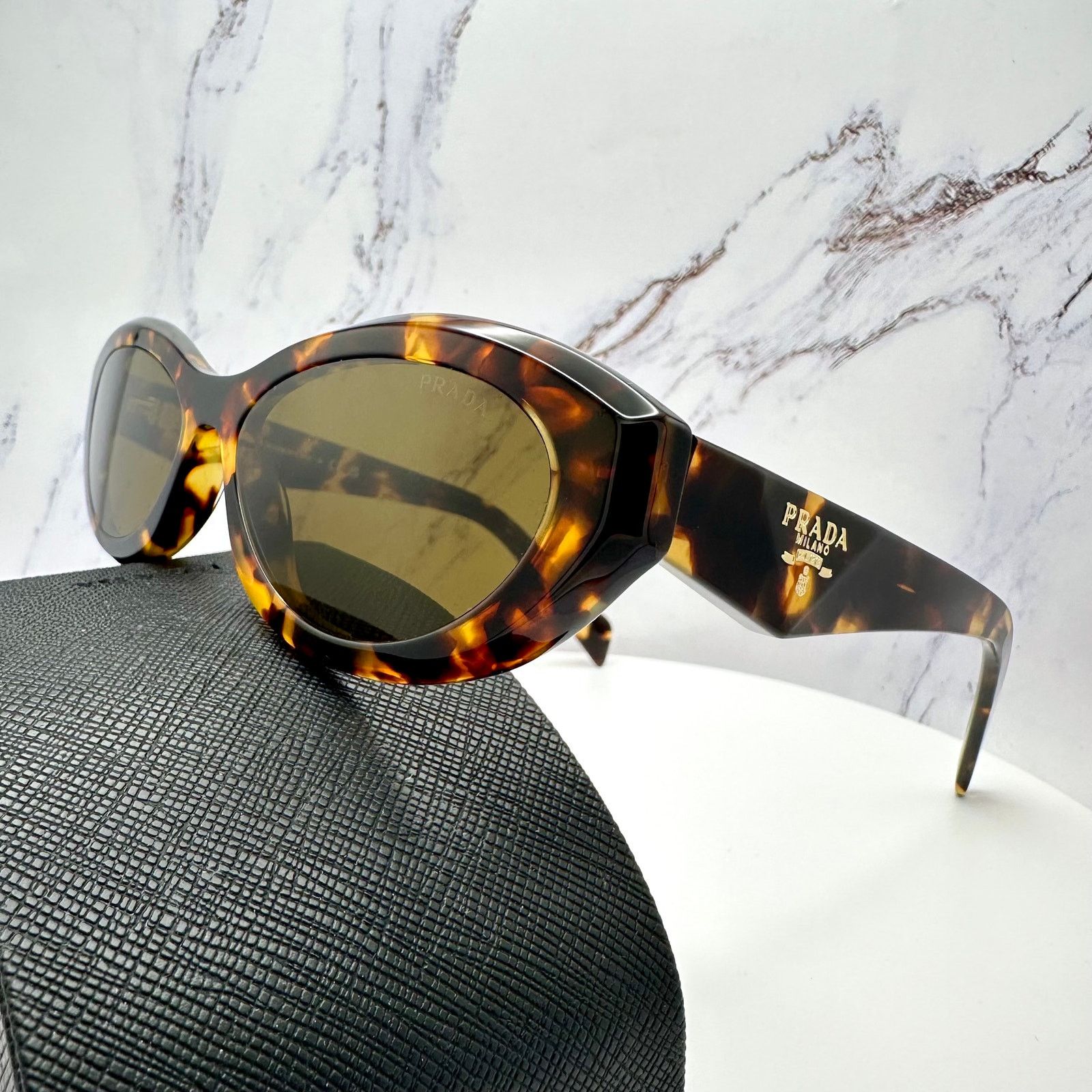 Prada PRADA New Sunglasses Symbole Logo Brown Tortoise Cat Eye Size ONE SIZE - 17 Thumbnail