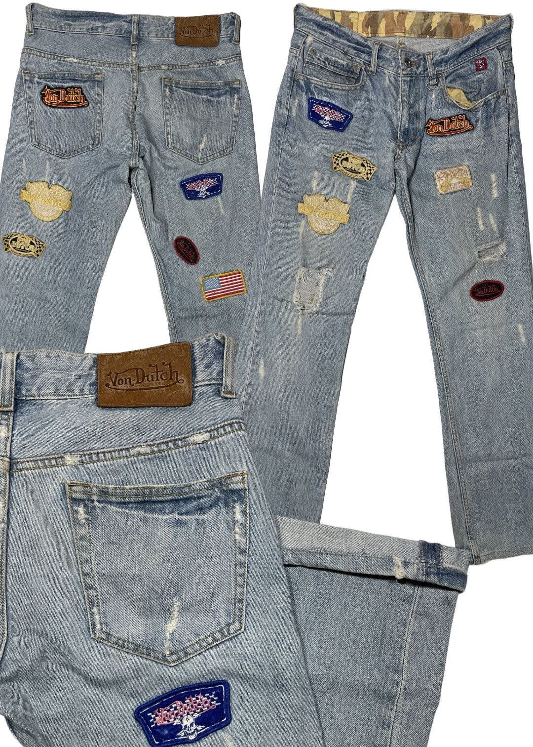 Von Dutch Vintage Von dutch patch y2k 2000 multi logo wide straight Size US 30 / EU 46 - 1 Thumbnail