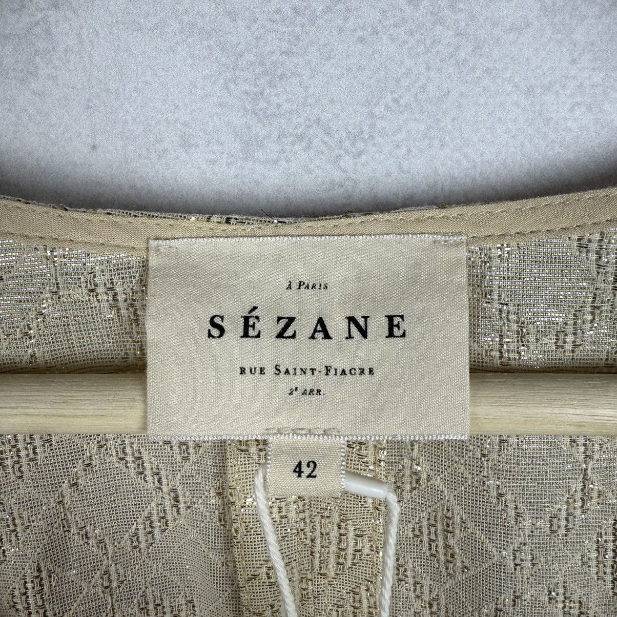 Sezane NWT Sezane Cristina Cotton Gold Metallic Ruched Blouse Size M / US 6-8 / IT 42-44 - 12 Thumbnail