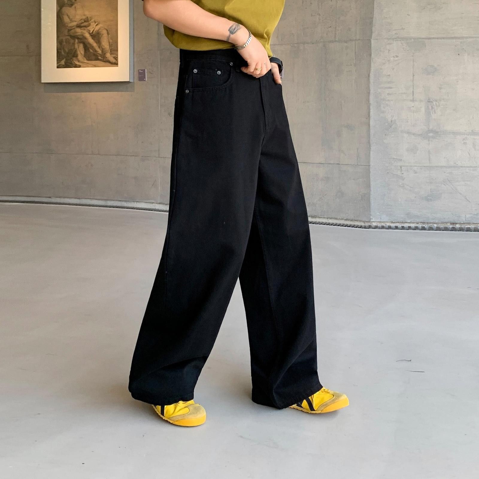 Vintage Black Wide Leg Denim Jeans, Loose Fit Casual Pants Size US 30 / EU 46 - 3 Thumbnail