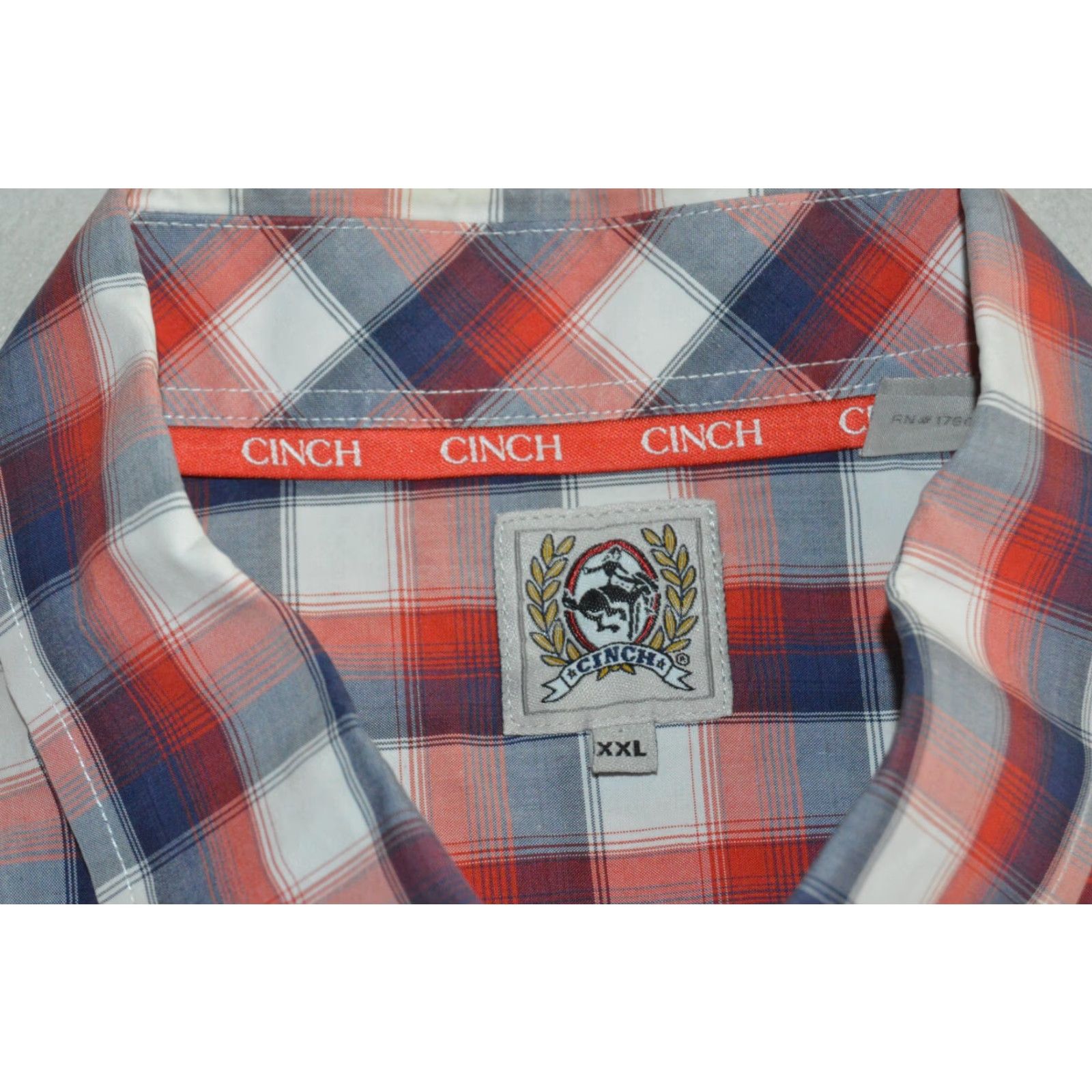 Vintage Cinch Mens Western L/S Shirt 2XL Red White Blue Plaid Cotton Shirt Men Size US XXL / EU 58 / 5 - 3 Thumbnail
