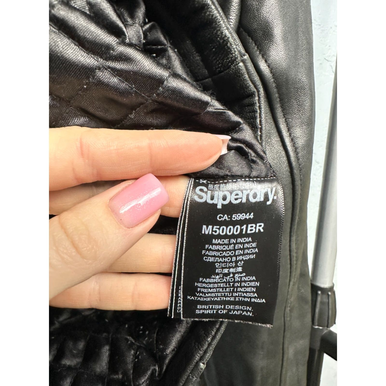 Superdry Superdry Mens Premium Leather Biker Jacket XL Black Jacket Mens Premium Leather Biker XL Black Size US XL / EU 56 / 4 - 5 Thumbnail