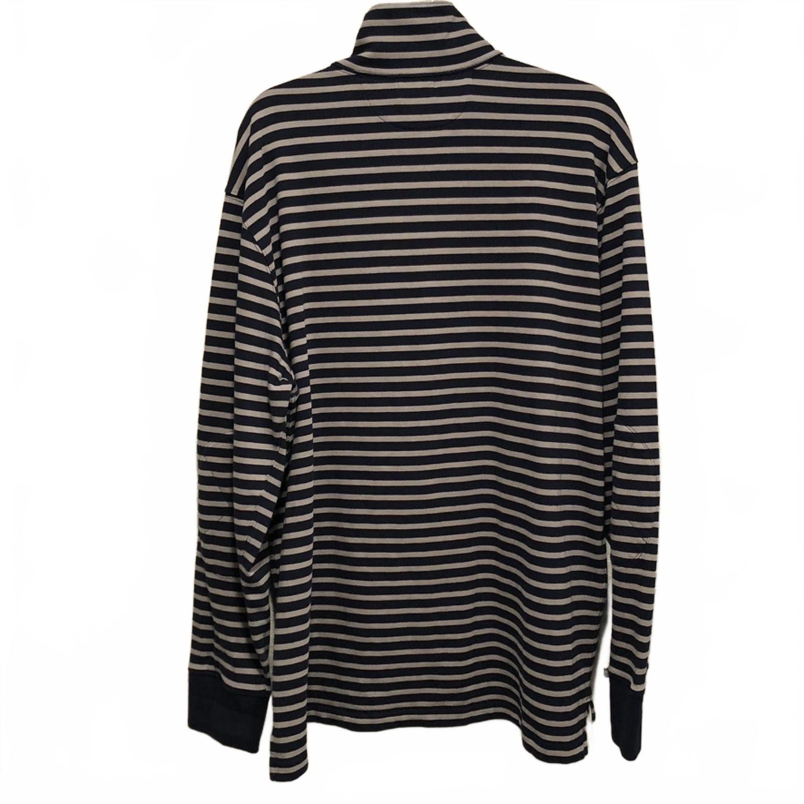 J.Crew J.Crew Men's XL Striped Quarter-Zip Navy Blue Gray Cotton Size US XL / EU 56 / 4 - 4 Thumbnail
