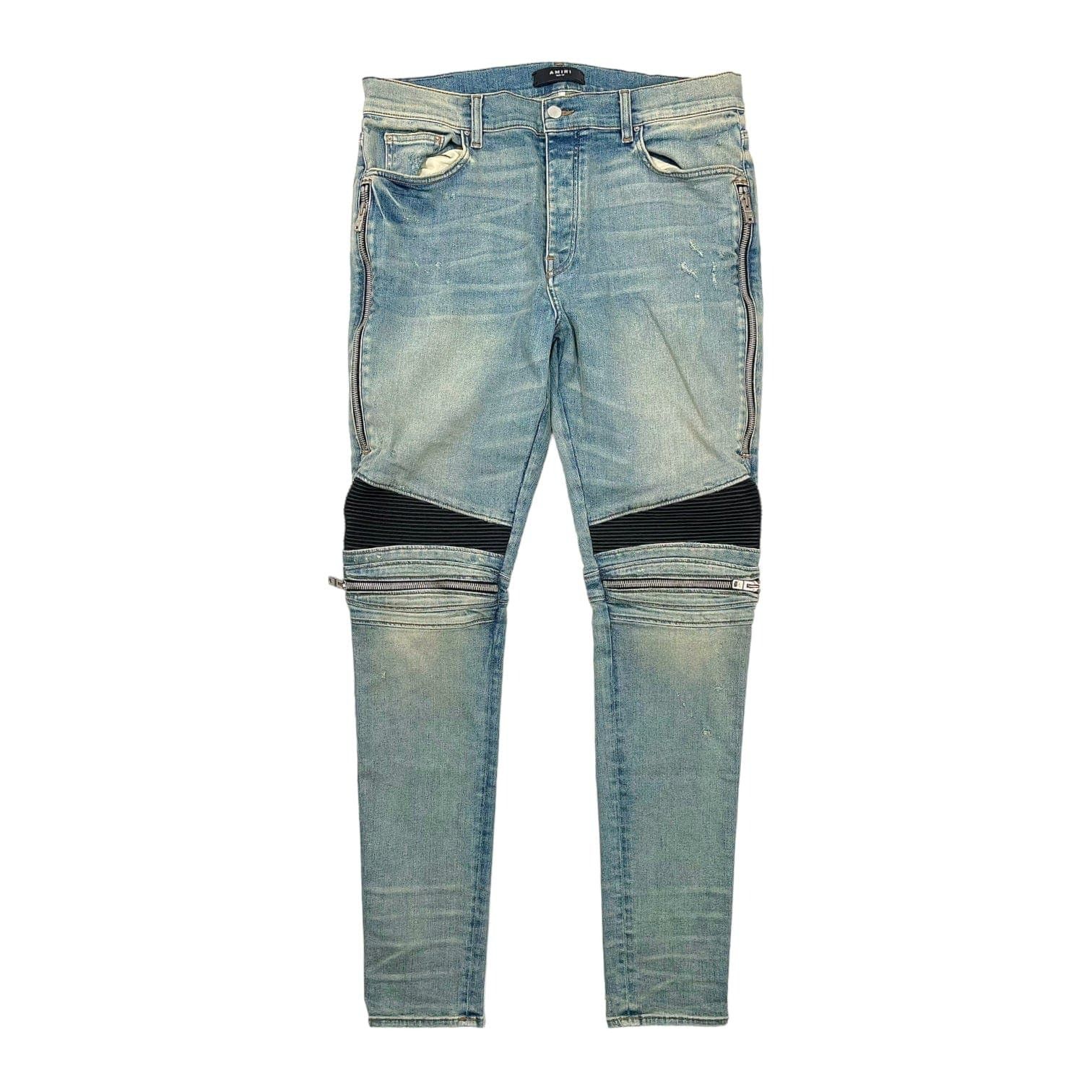 Image of Amiri Mx2 Leather Patch Jeans Clay Indigo, Men's (Size 38)