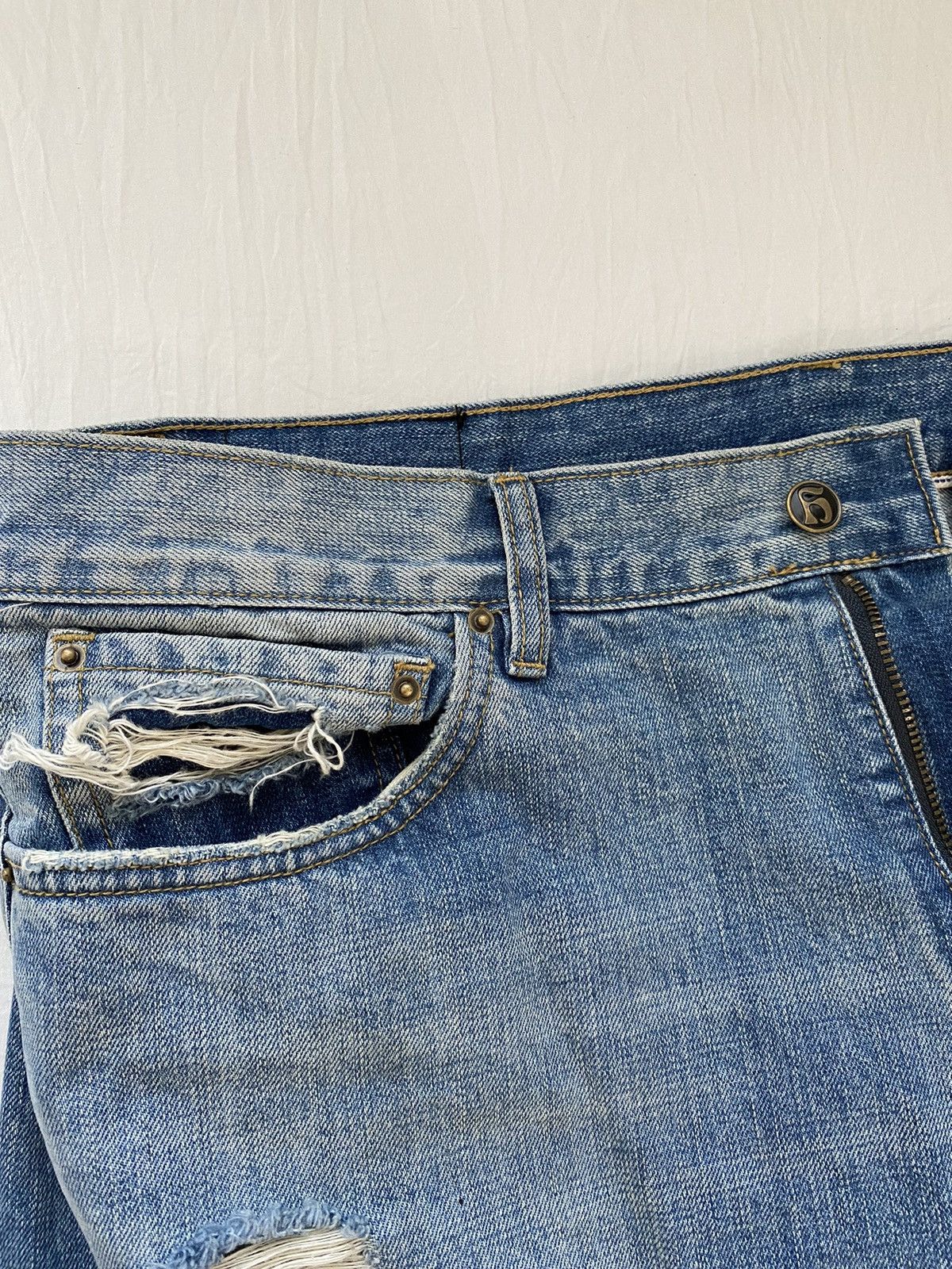 Handmade Handmade Rust “Battle Denim” Distressed Flared Jeans Size US 36 / EU 52 - 4 Thumbnail