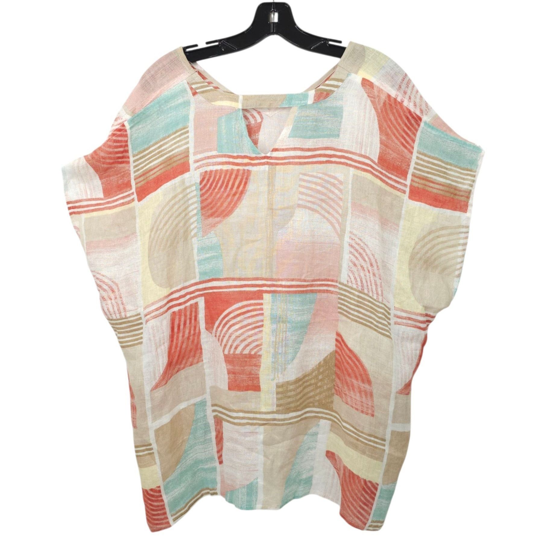 Chicos Chicos Linen Poncho Blouse Womens Size S/M Geometric Keyhole Size S / US 4 / IT 40 - 2 Thumbnail