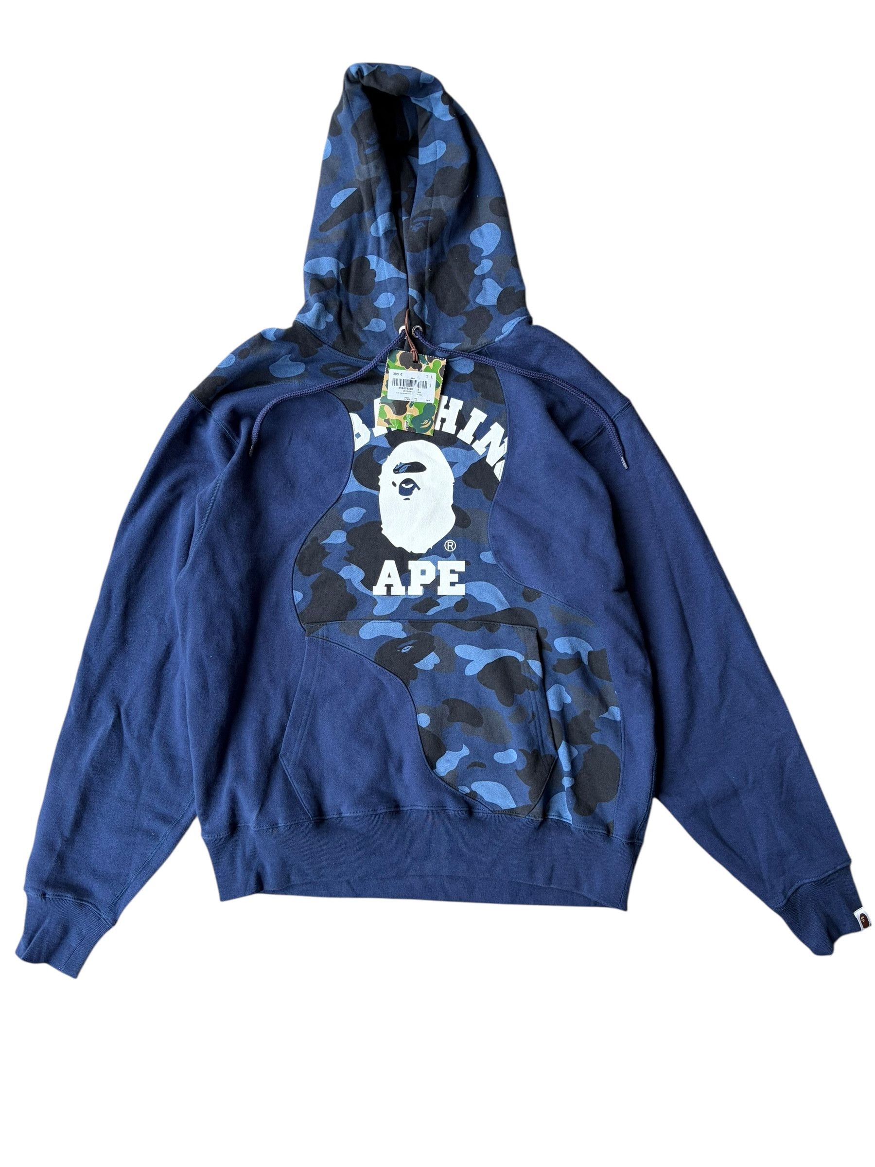 Bape Bape Blue Camo College Logo Hoodie Size US L / EU 52-54 / 3 - 1 Thumbnail