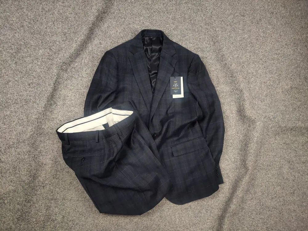 Marks & Spencer Marks & Spencer By Alfred Brown Wool Navy suit Blazer Pants Size 48L - 1 Thumbnail