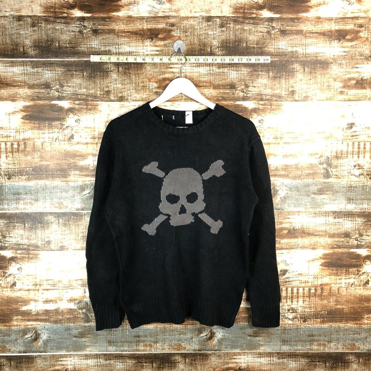 Japanese Brand D japan Skulls Black sweatshirt Knitwear #A1813 Size US M / EU 48-50 / 2 - 1 Thumbnail