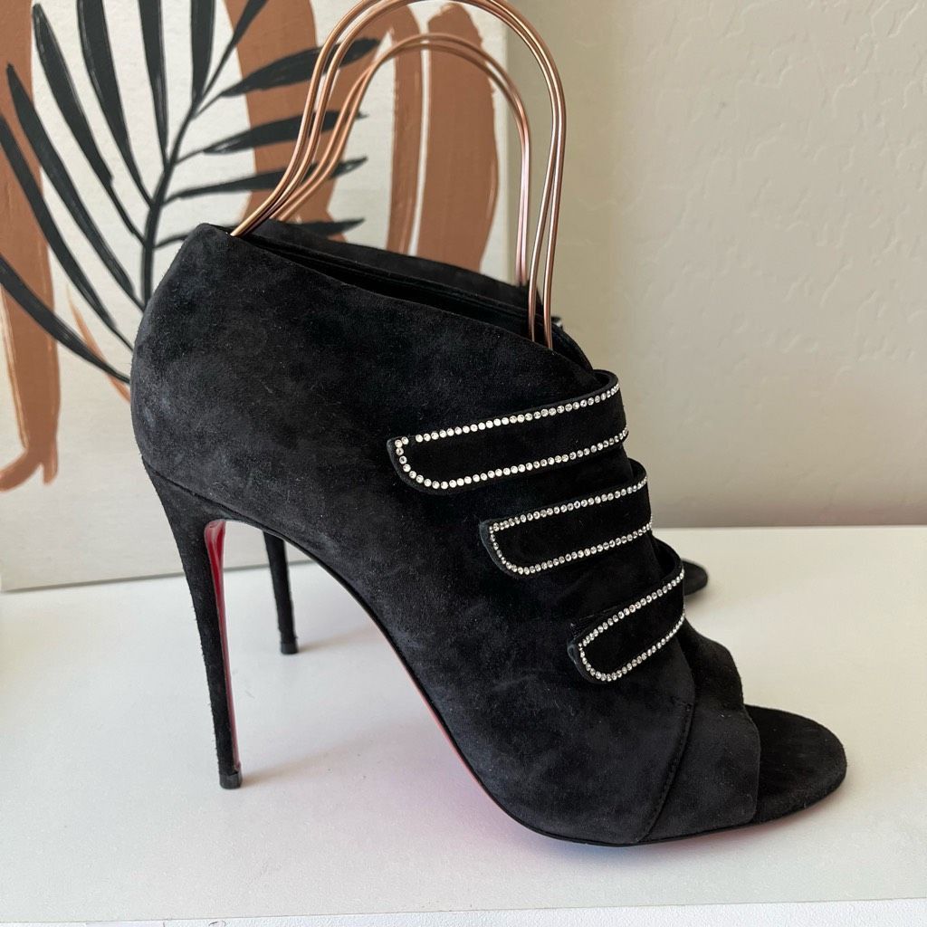 Christian Louboutin Christian Louboutin Heels Triplica Strass 100 Suede Booties Size US 9 / IT 39 - 6 Thumbnail