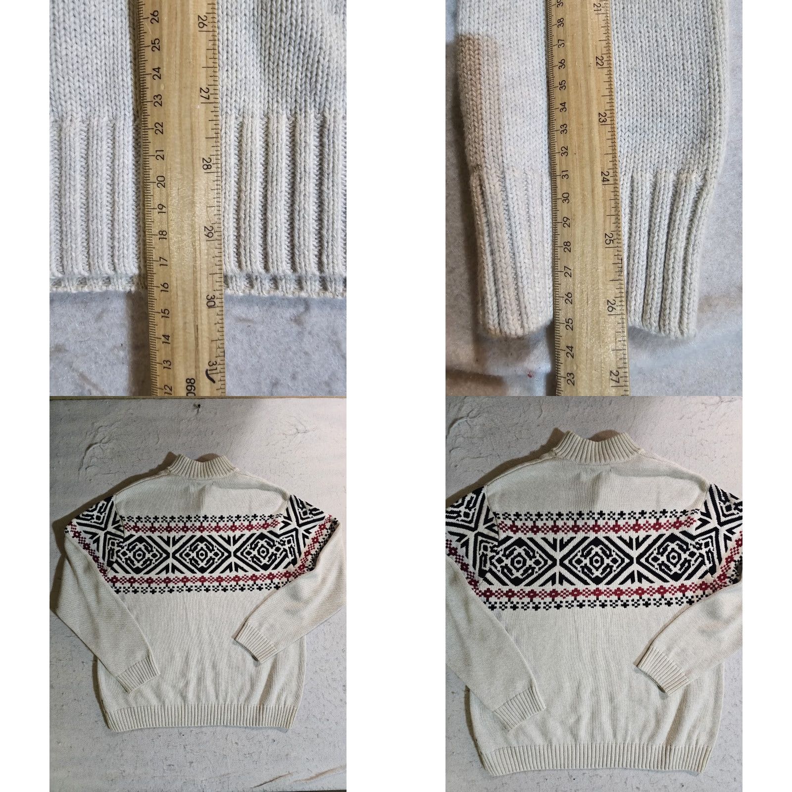 Chaps VINTAGE Chaps Ralph Lauren Sweater Nordic 1/4 Button Mock Neck 2XL Cream Black Red Pattern Mens Size US XXL / EU 58 / 5 - 8 Thumbnail