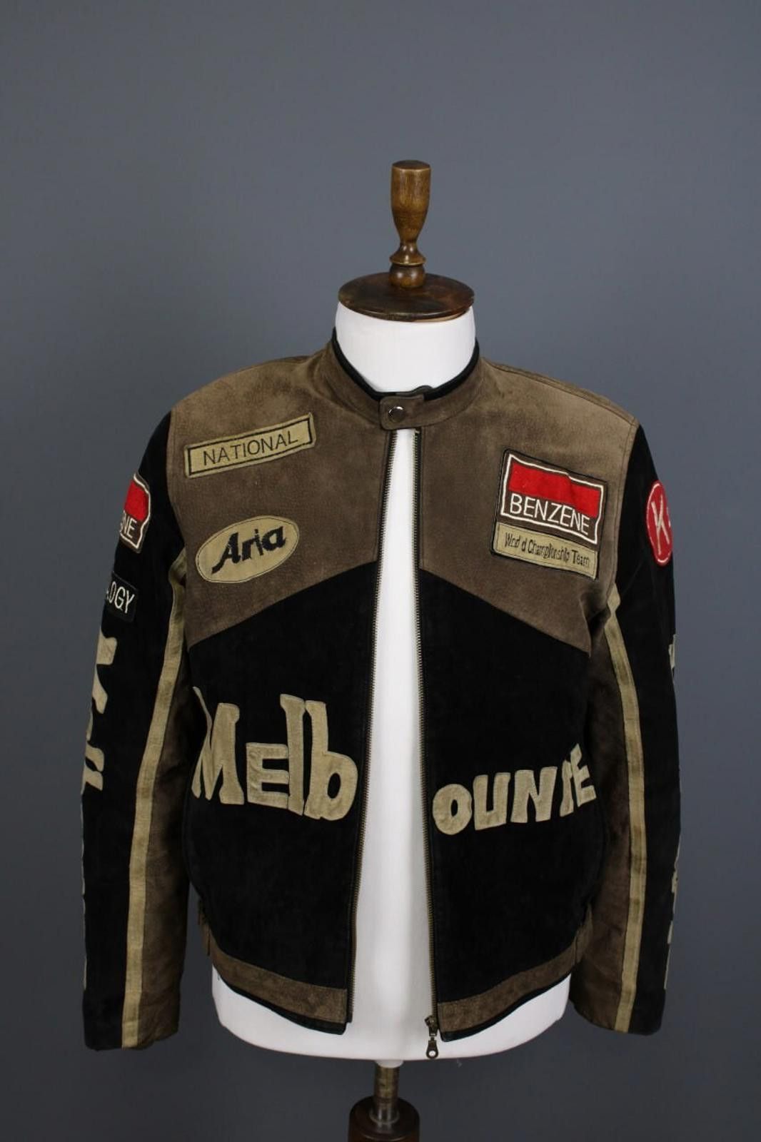 Designer Melbourne Racing Benzene Leather Biker Jacket Size 48 Size US M / EU 48-50 / 2 - 1 Thumbnail