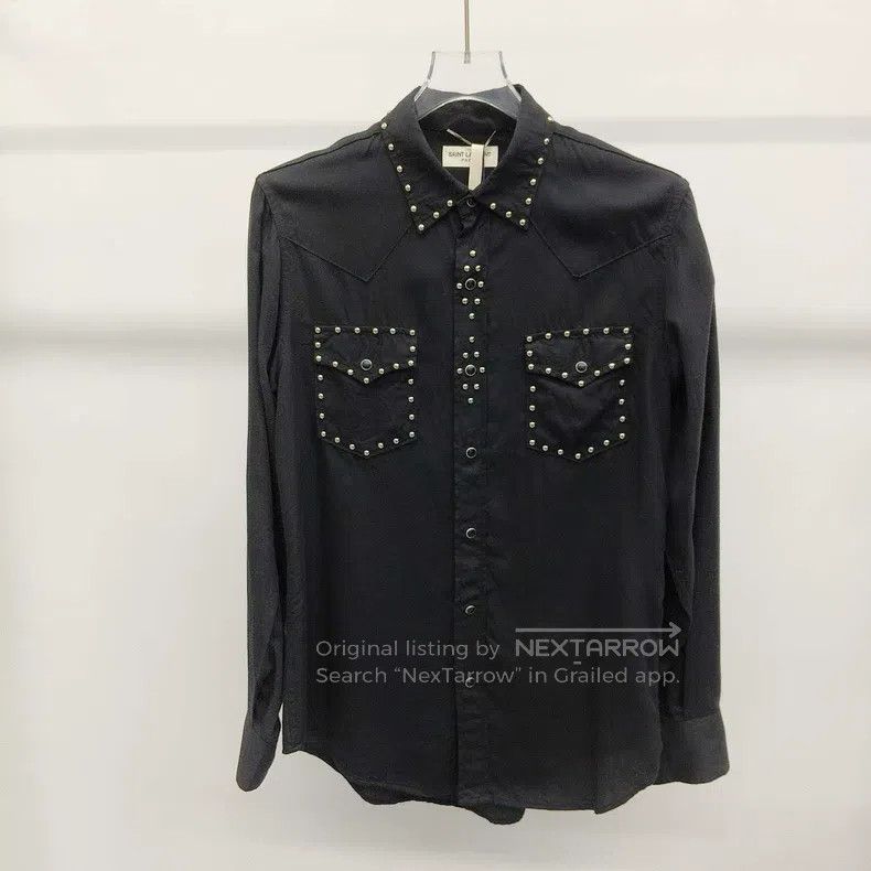 Saint Laurent Paris Saint Laurent Paris Black rivet long-sleeved shirt Size US M / EU 48-50 / 2 - 2 Thumbnail