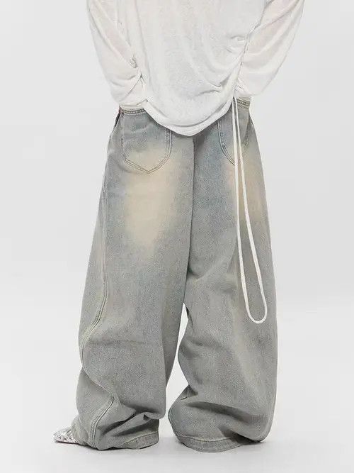 Jean Vintage Washed Lumberjack Street Hip Hop Y2K Jeans Size US 30 / EU 46 - 4 Thumbnail