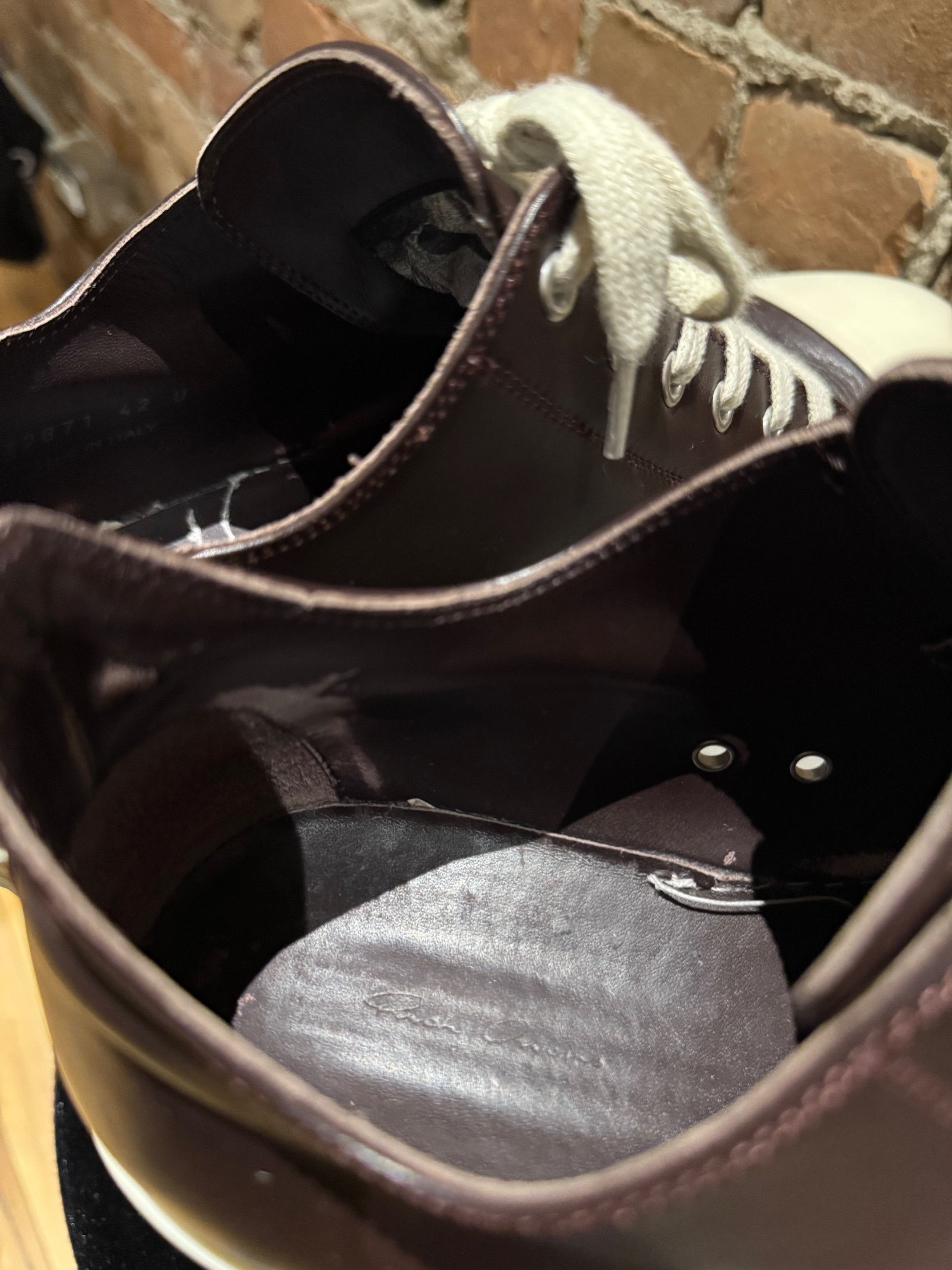 Rick Owens Rick Owens Mainline Ramones Low — Leather — Oxblood/Milk Size US 9 / EU 42 - 6 Thumbnail