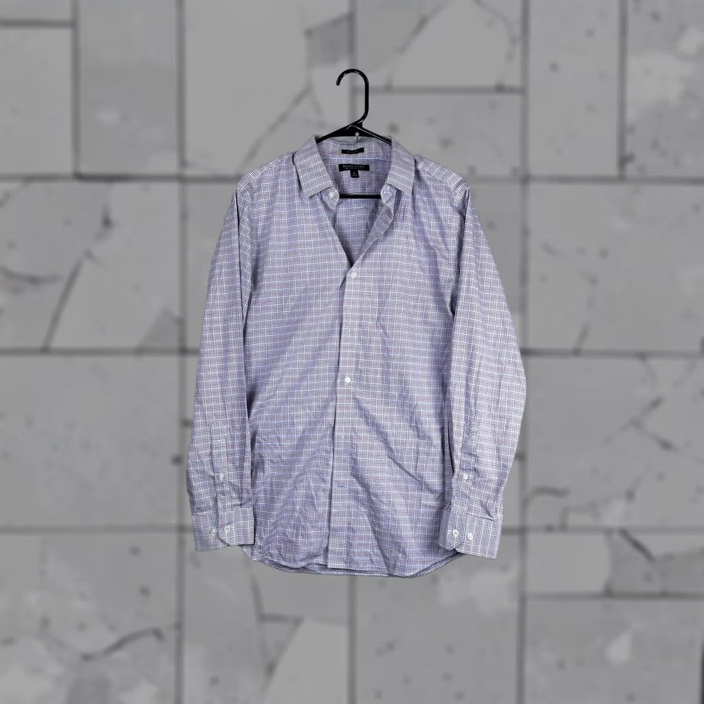 Banana Republic Banana Republic Mens Medium Blue Check Slim Fit Non Iron Long Sleeve Dress Shirt Size 40R - 1 Thumbnail