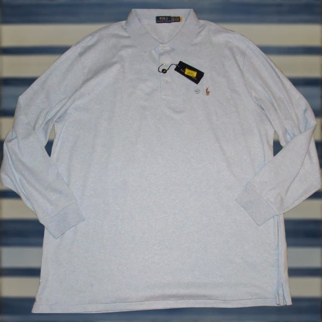 Ralph Lauren Polo RALPH LAUREN Blue Interlock Long Sleeve Shirt 3XLT NWT Shirt Men 3XLT Blue Modern Era Polo Ralph Lauren Mens Shirts Size US XXL / EU 58 / 5 - 1 Thumbnail