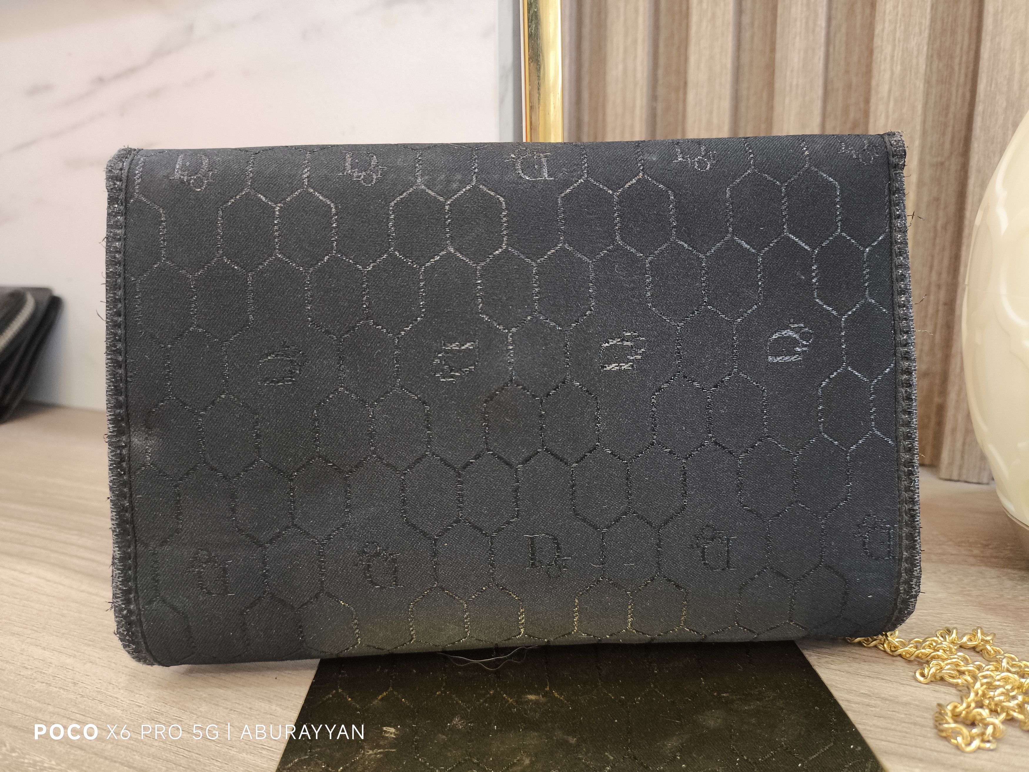 Dior Christian Dior Honeycomb Canvas Chain Shoulder Bag Black Size ONE SIZE - 3 Thumbnail
