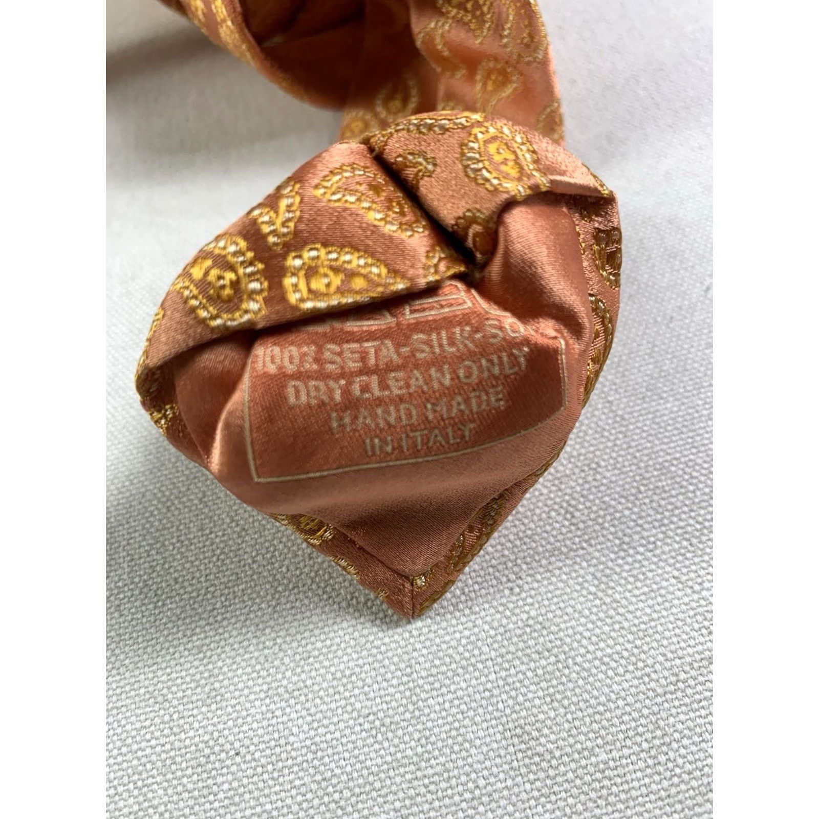 Brioni Brioni Tie Orange Necktie Paisley 100% Silk Made In Italy Mens Size ONE SIZE - 4 Thumbnail